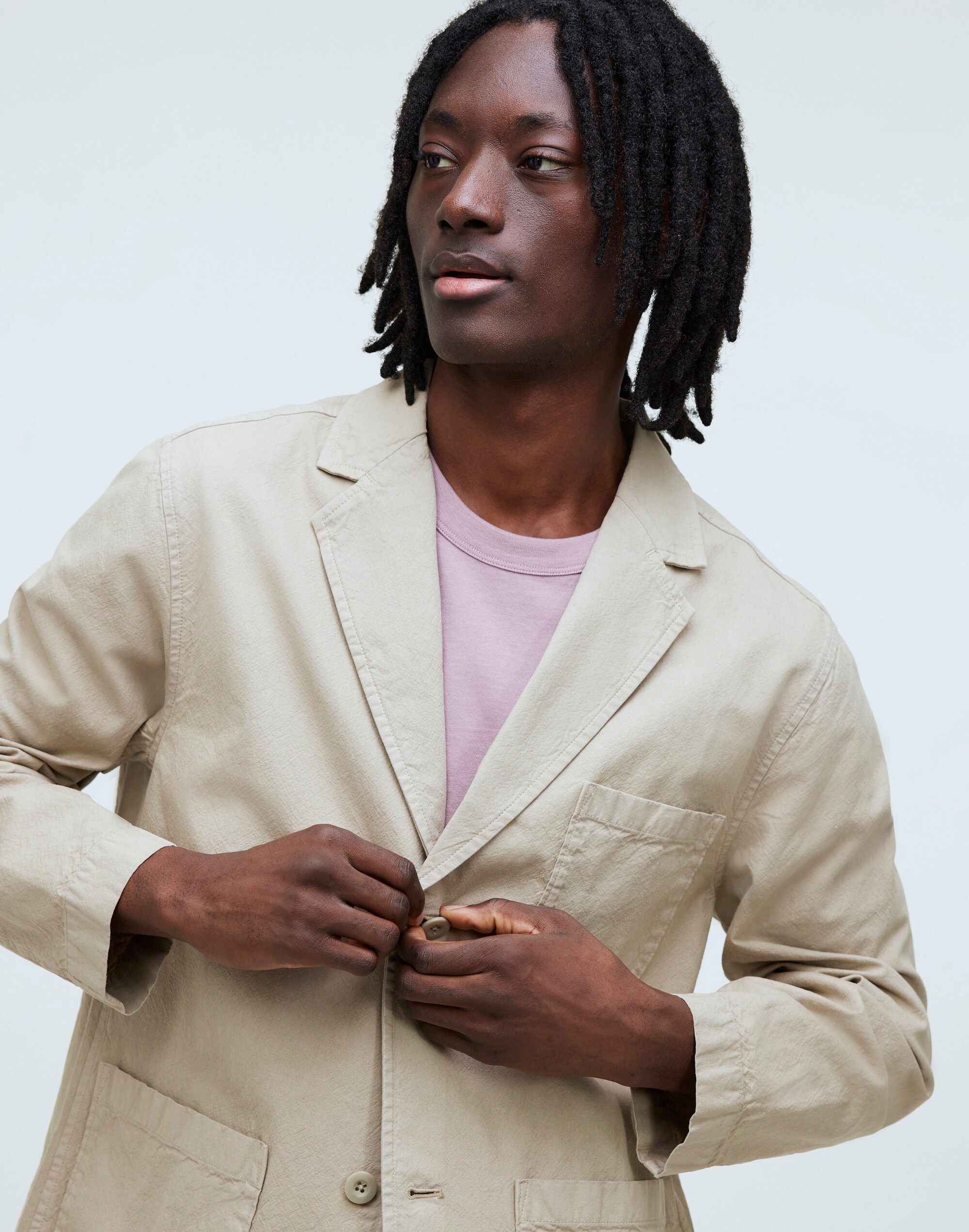 Cotton-Hemp Blend Unstructured Blazer