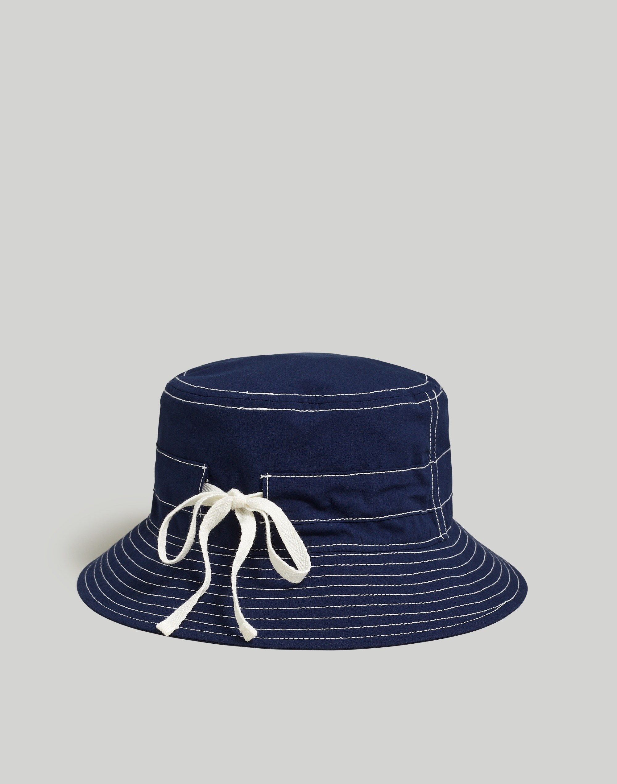 Contrast-Stitch Bucket Hat