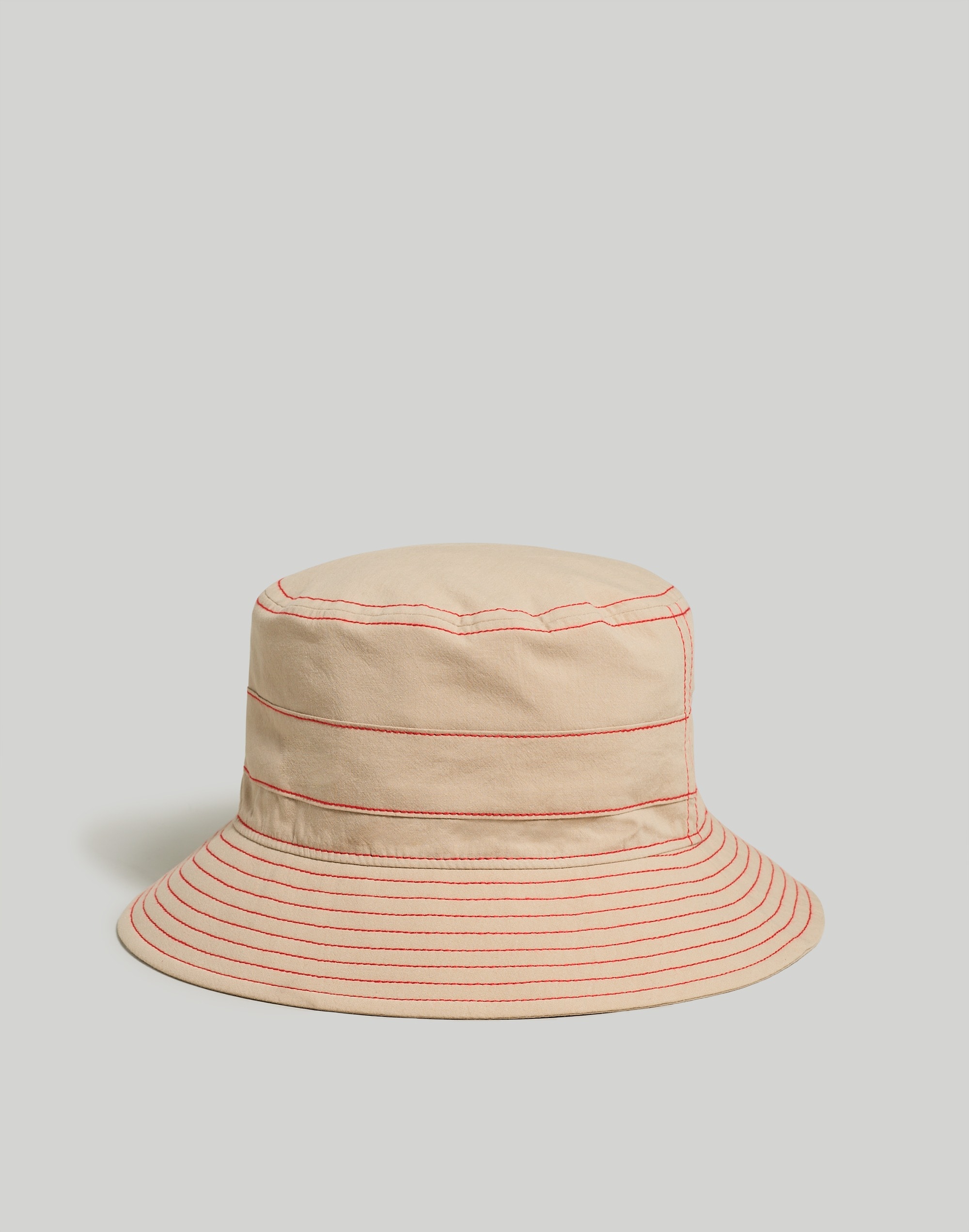 Mw Contrast-stitch Bucket Hat In Brown