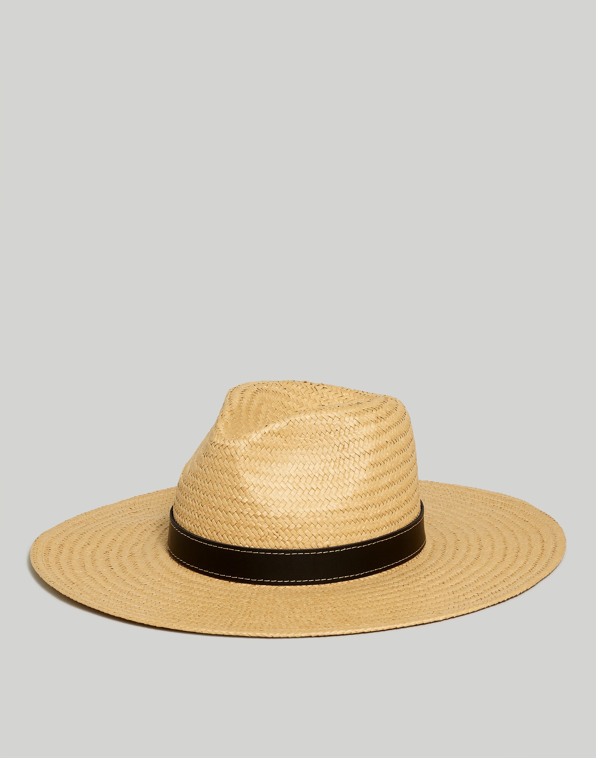 wide-brim straw fedora hat