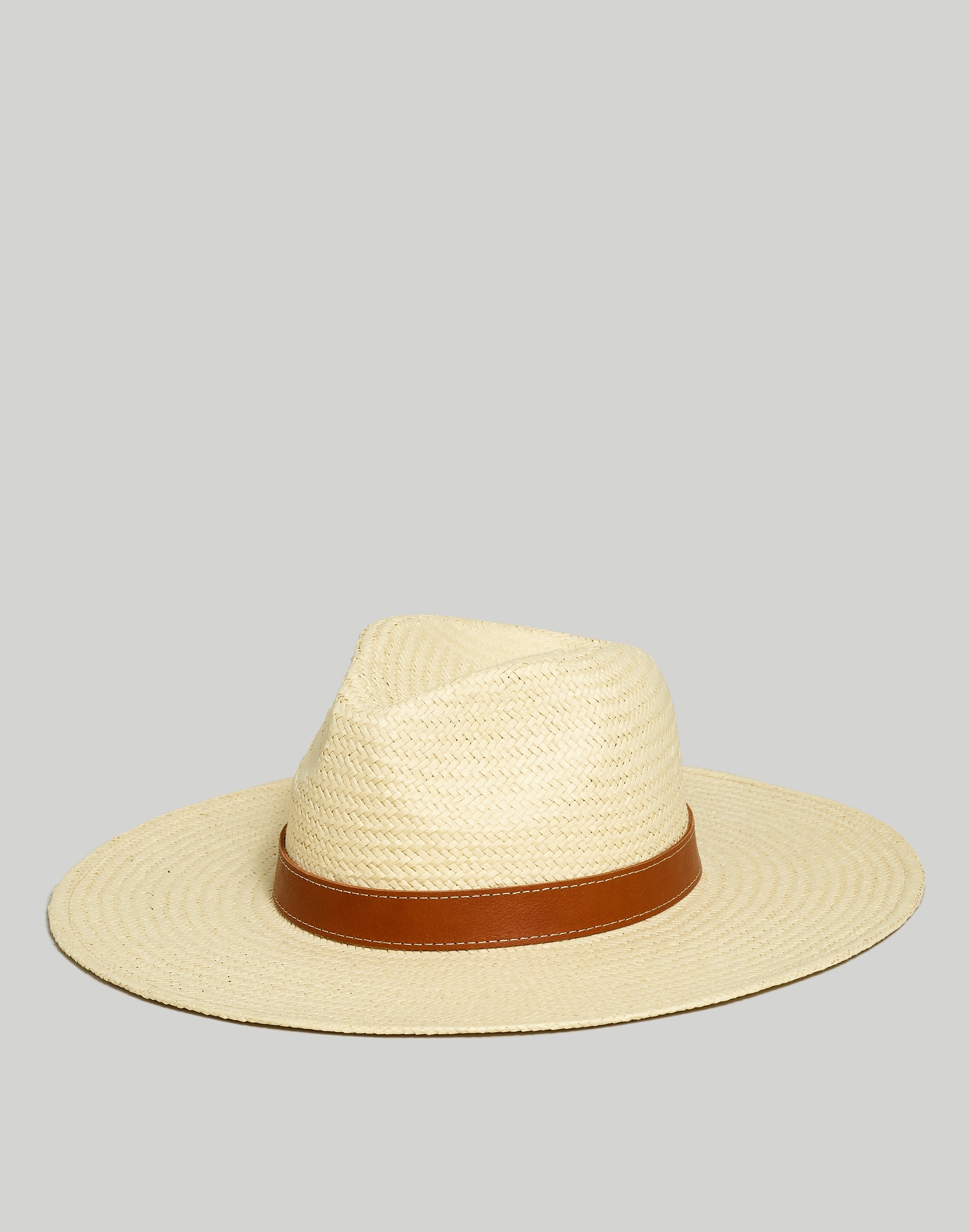 Wide-Brim Straw Fedora Hat