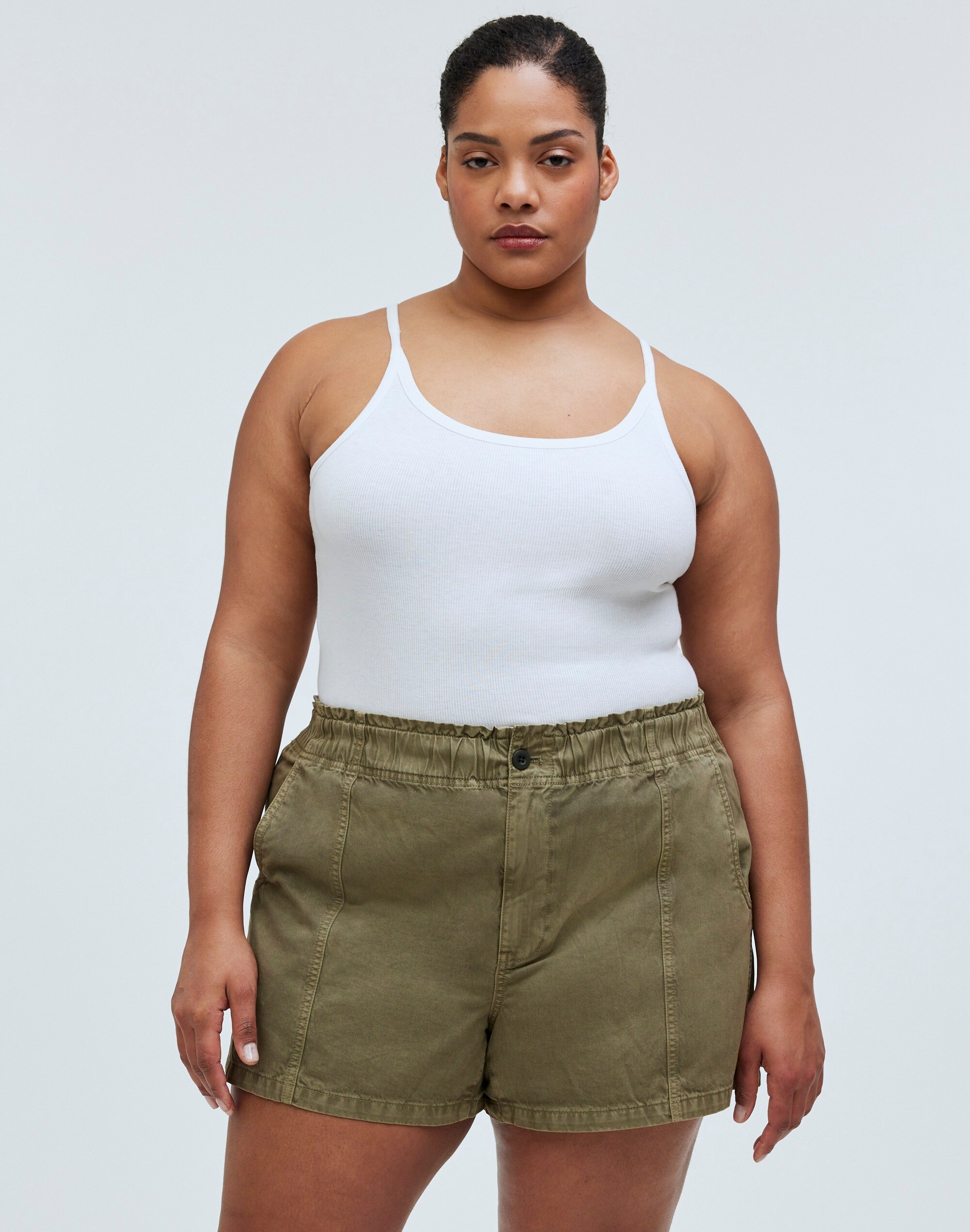 Plus Pull-On Paperbag Shorts: Garment-Dyed Edition