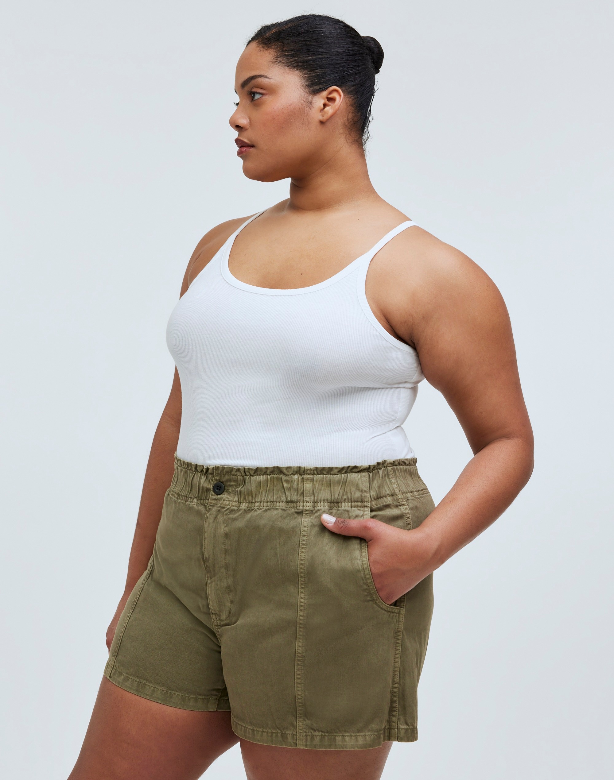 Plus Pull-On Paperbag Shorts: Garment-Dyed Edition