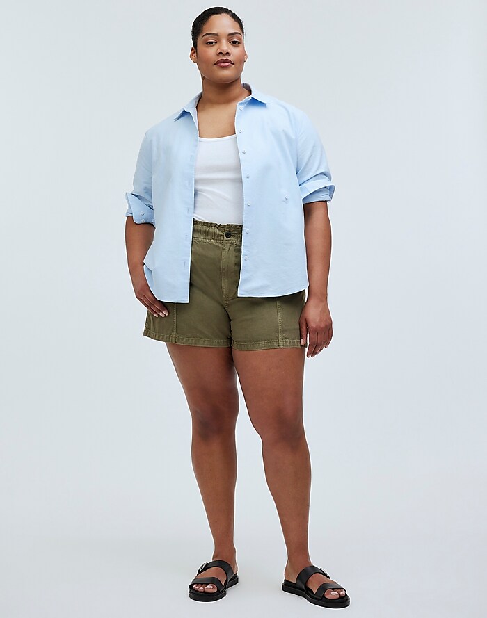 Plus Size Women's Cotton Shorts With Side Patch Pocket from YMI