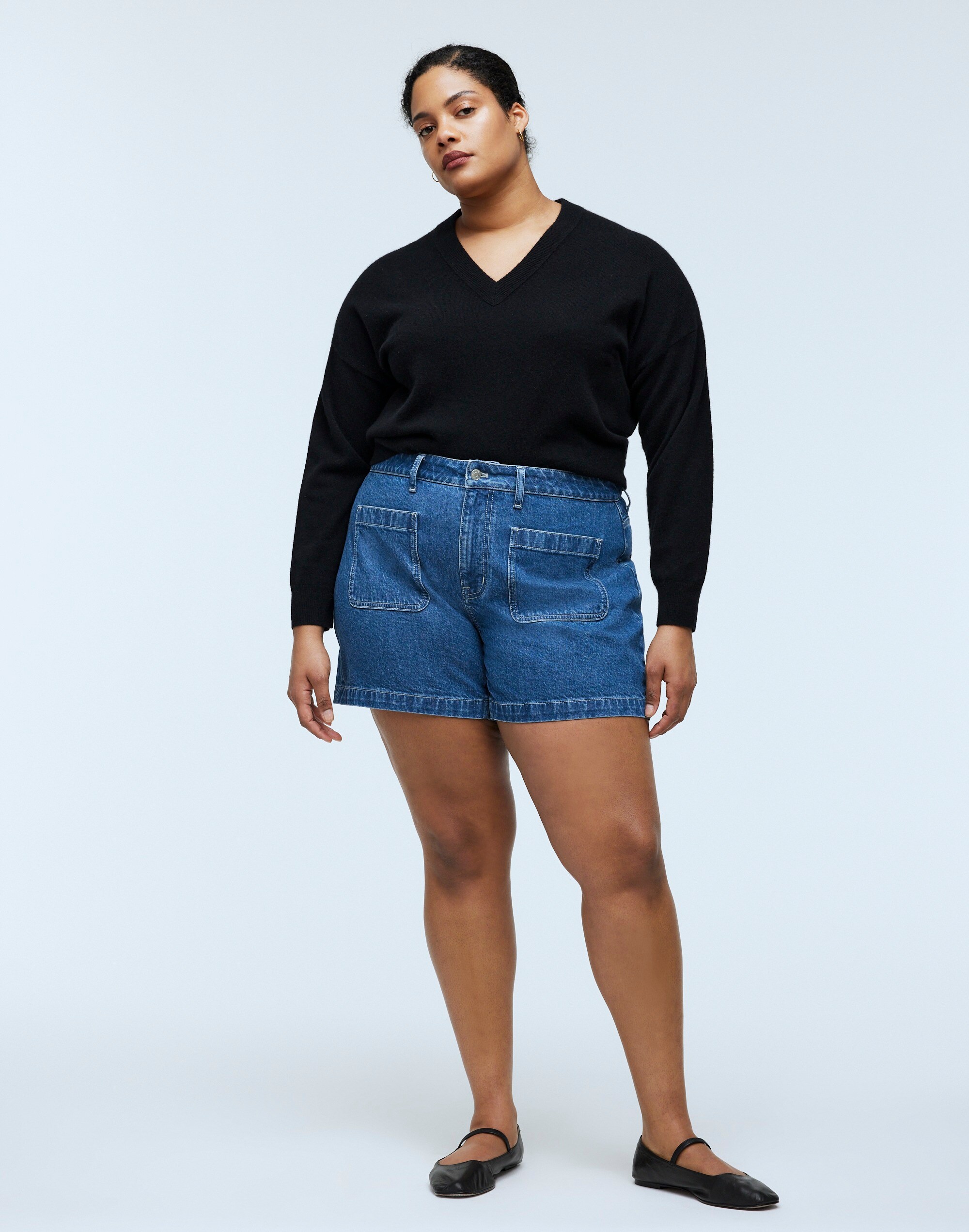 The Plus Curvy Denim Emmett Short: Patch Pocket Edition