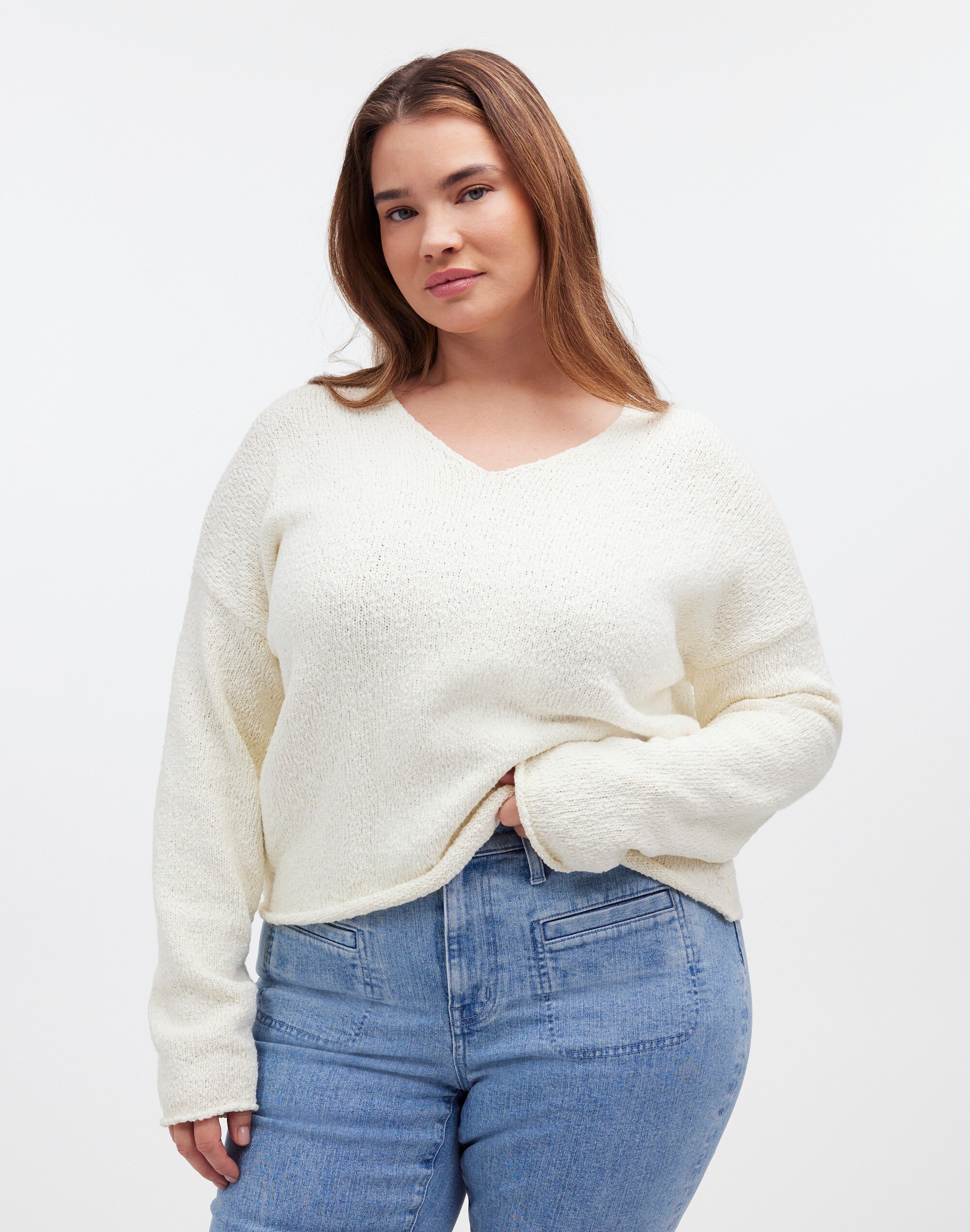 Plus Deep-V Boxy Sweater