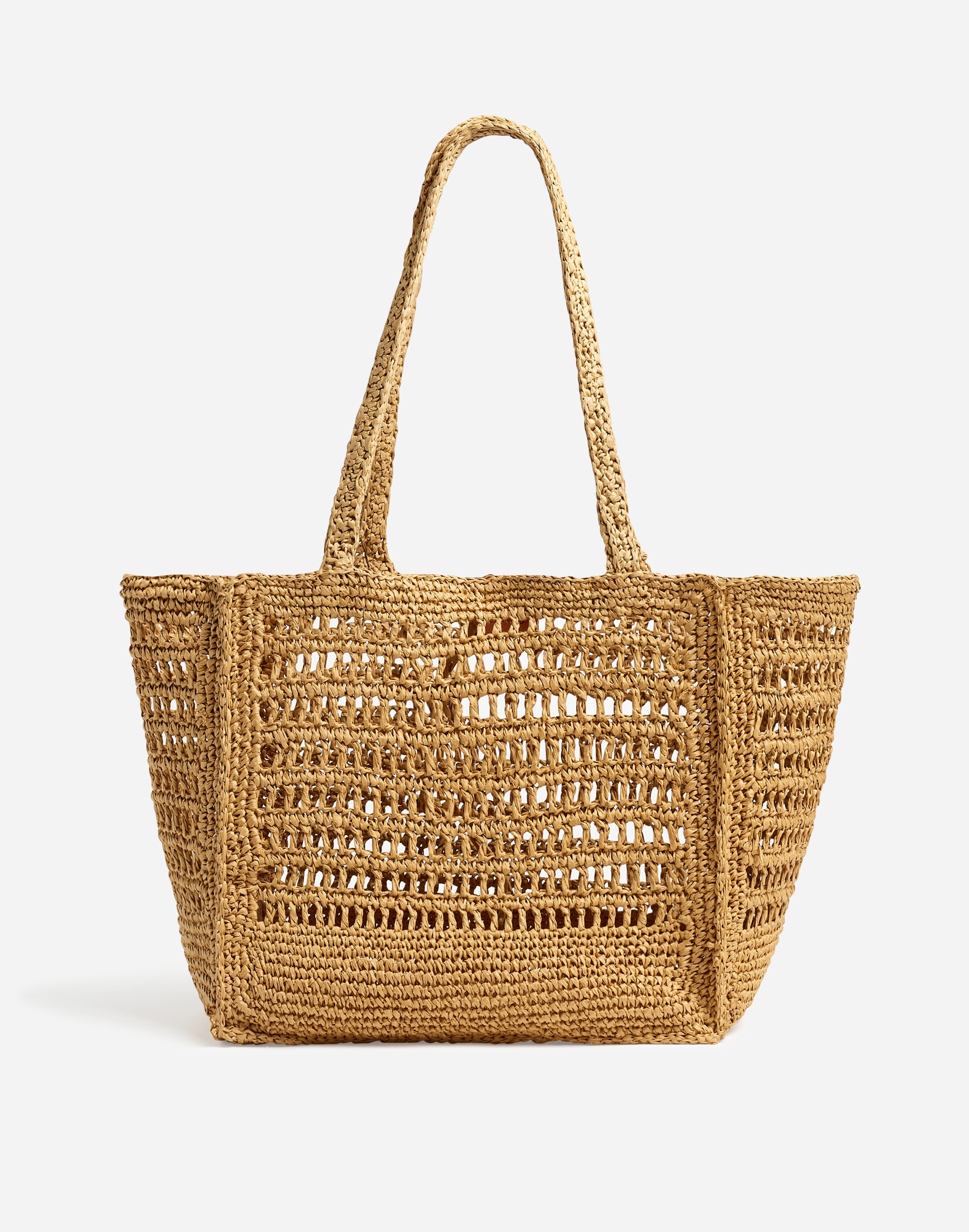 the open-crochet straw packable tote
