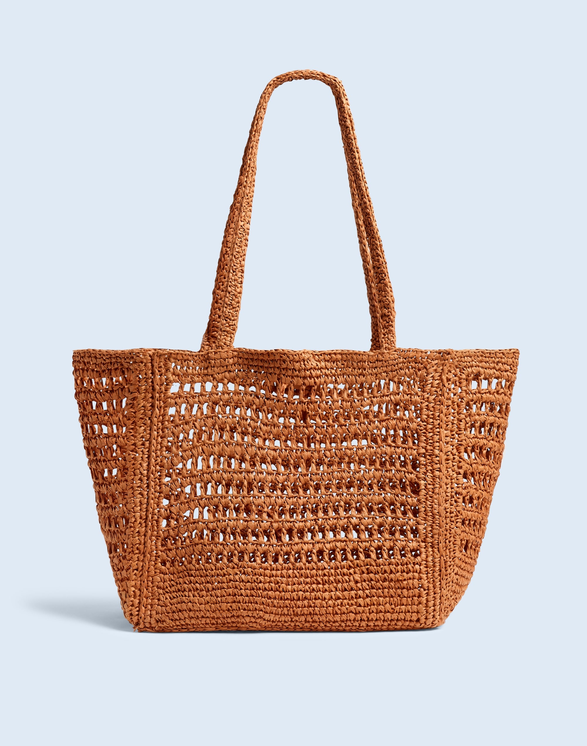 Mw The Open-crochet Straw Tote In Rusted Tin
