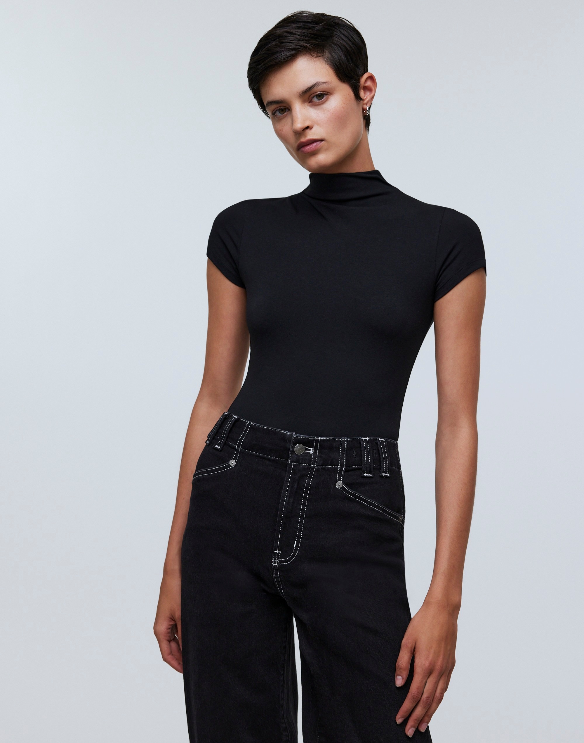 mockneck thong bodysuit