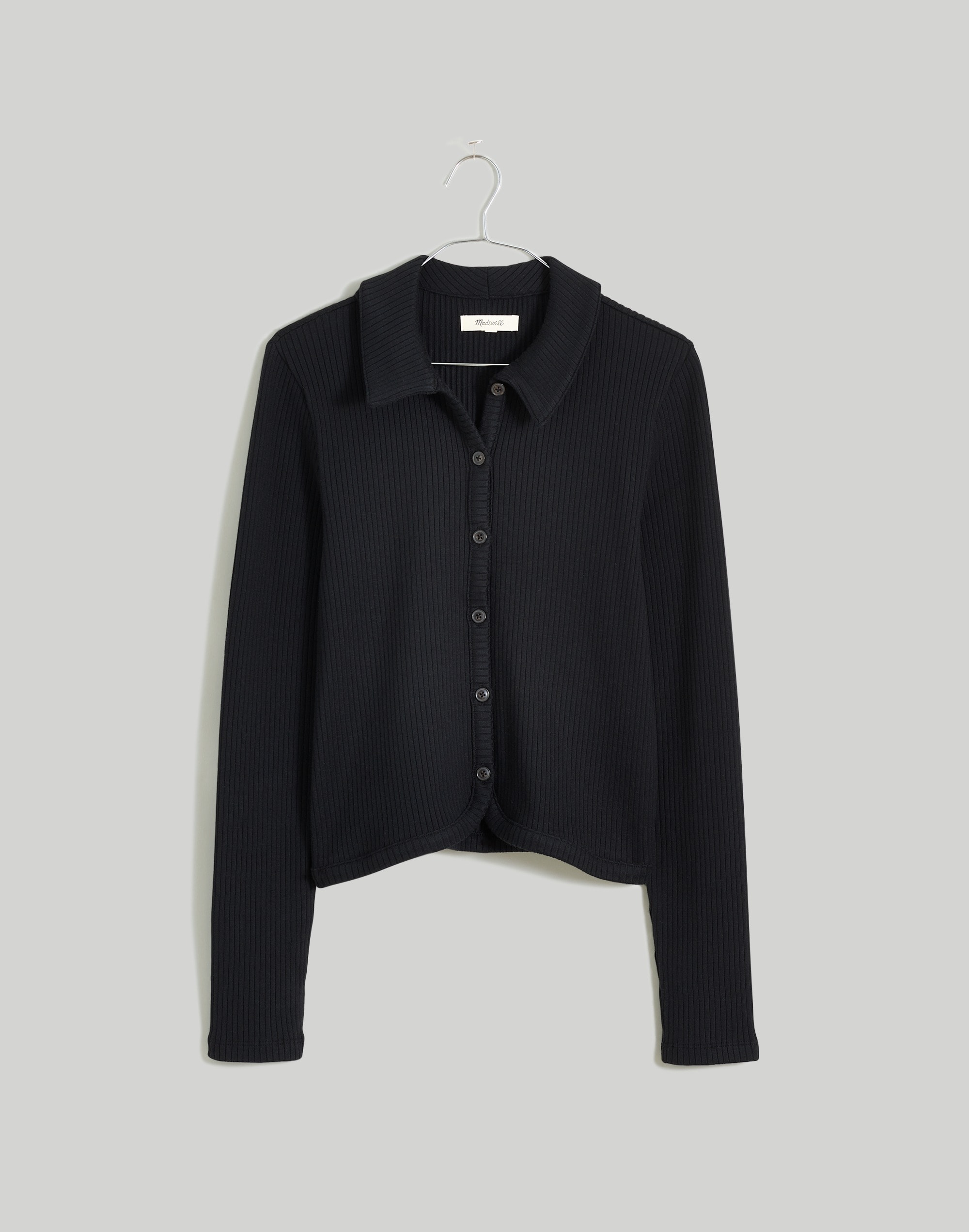 Curved-Hem Polo Cardigan Tee