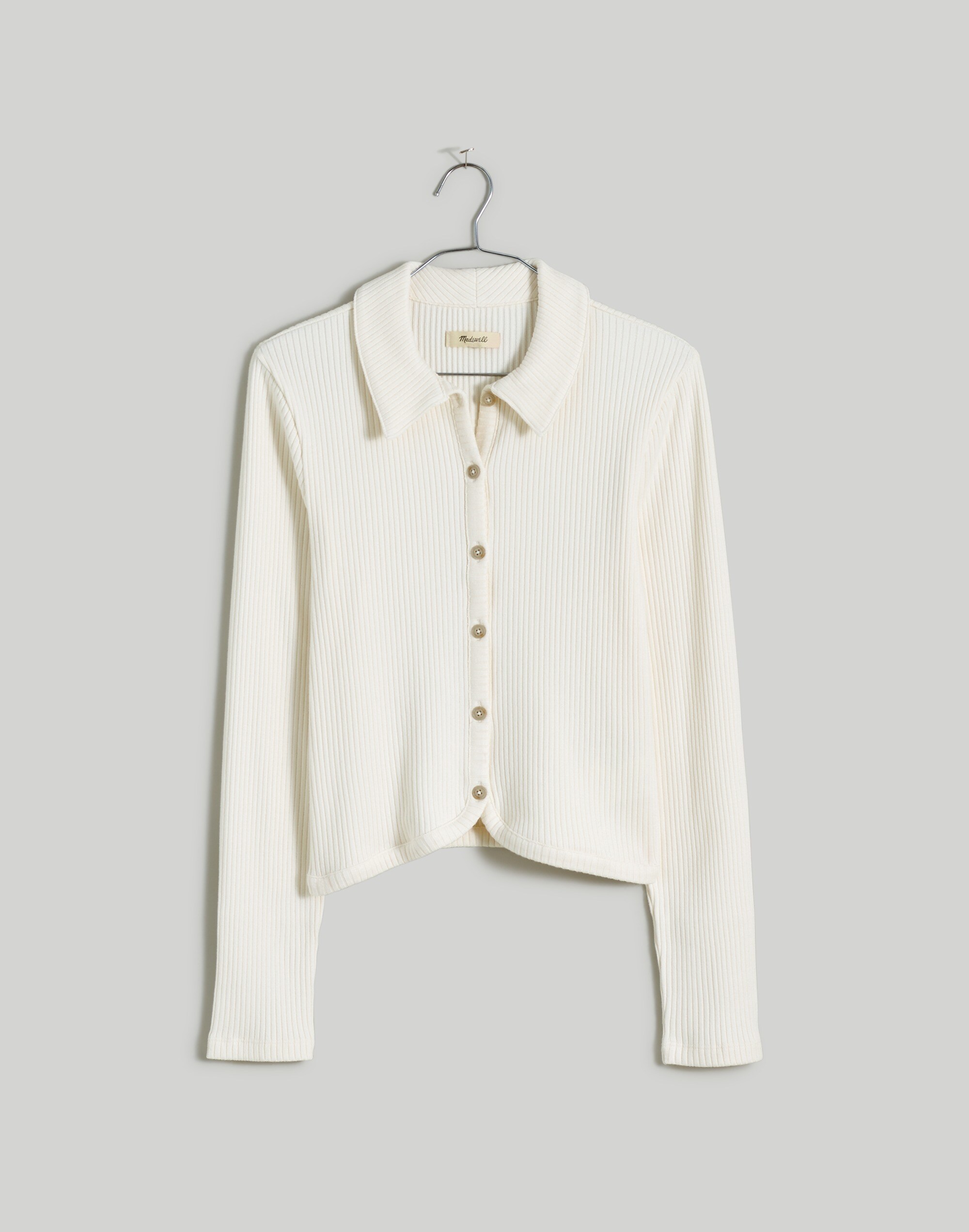 Curved-Hem Polo Cardigan Tee