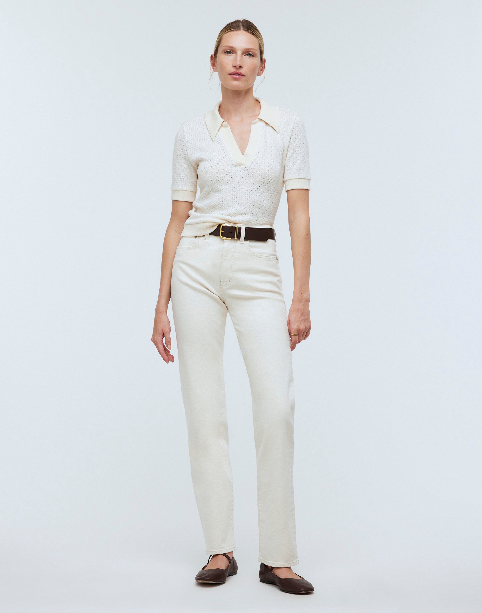 Collared Pointelle Sweater Tee