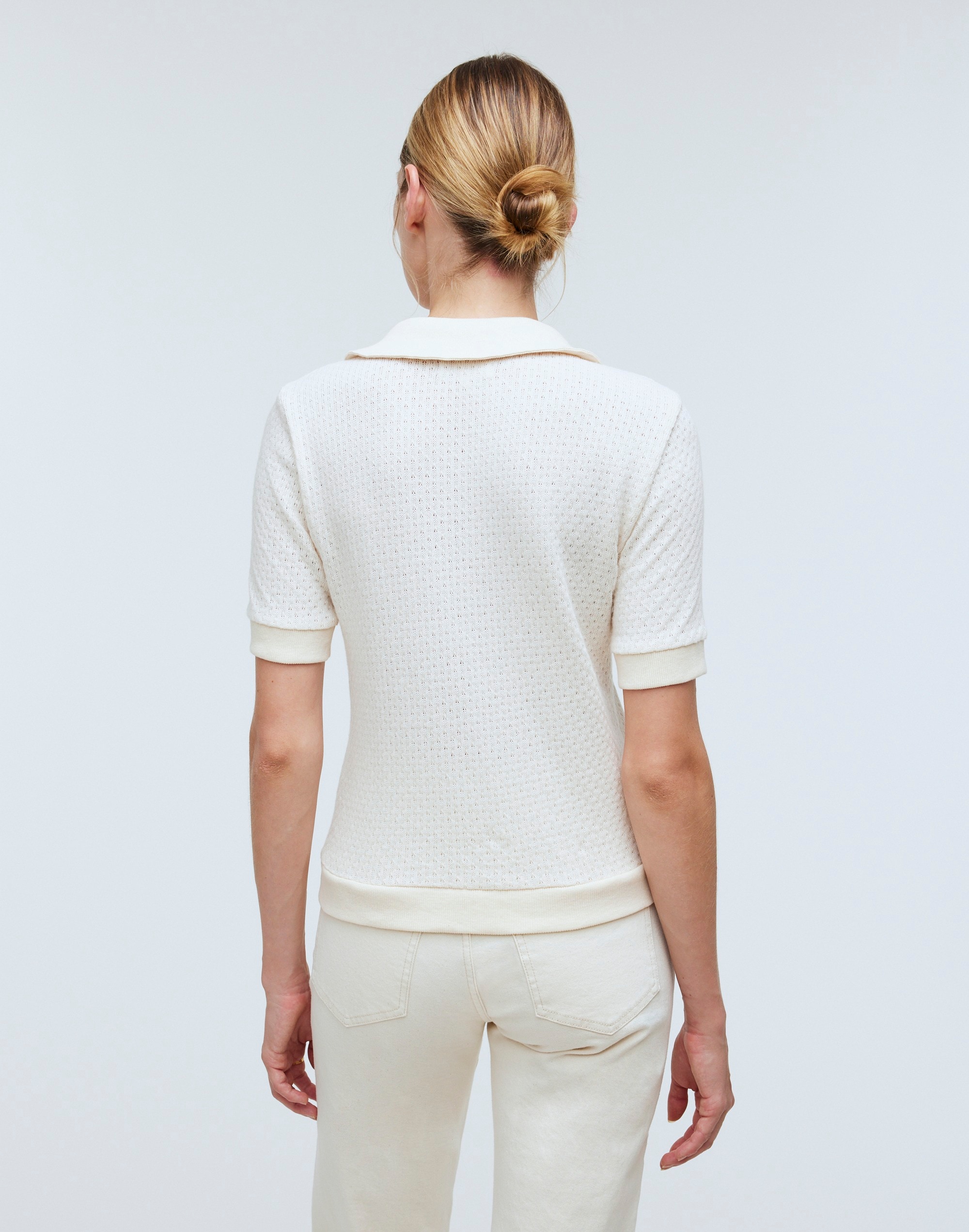 Collared Pointelle Sweater Tee