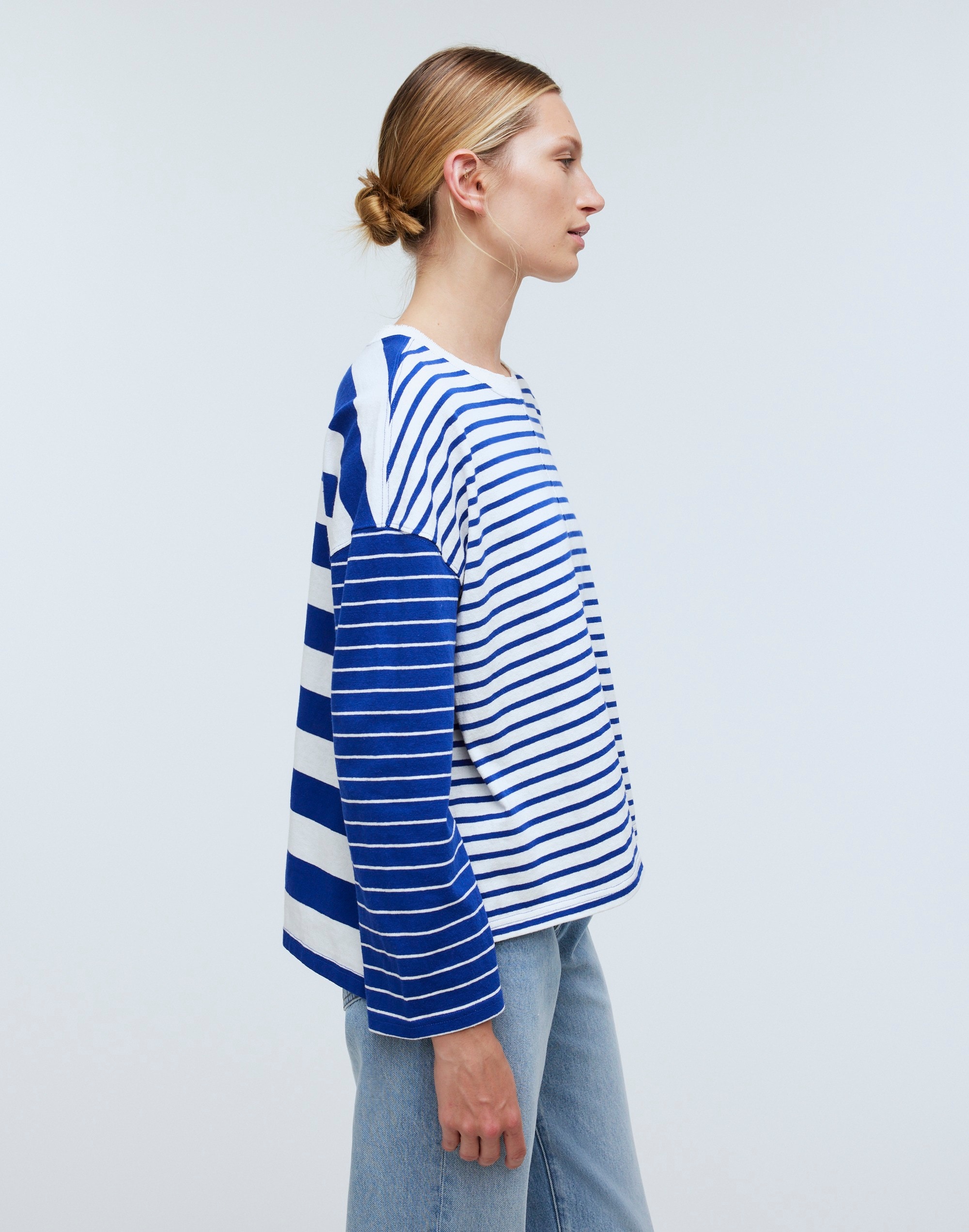 Easy Long-Sleeve Rugby Tee in Contrasting Stripe