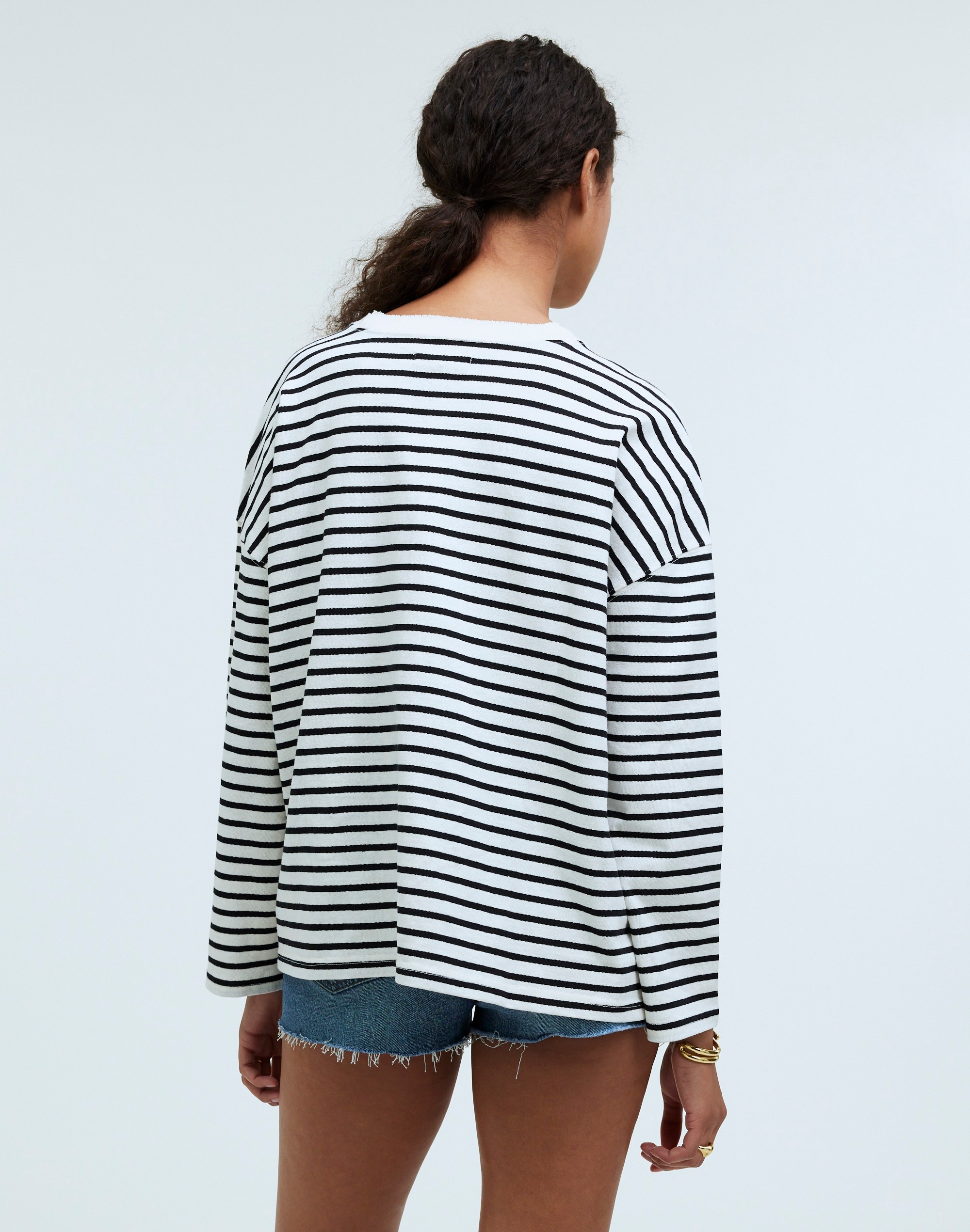 Easy Long-Sleeve Rugby Tee in Contrasting Stripe