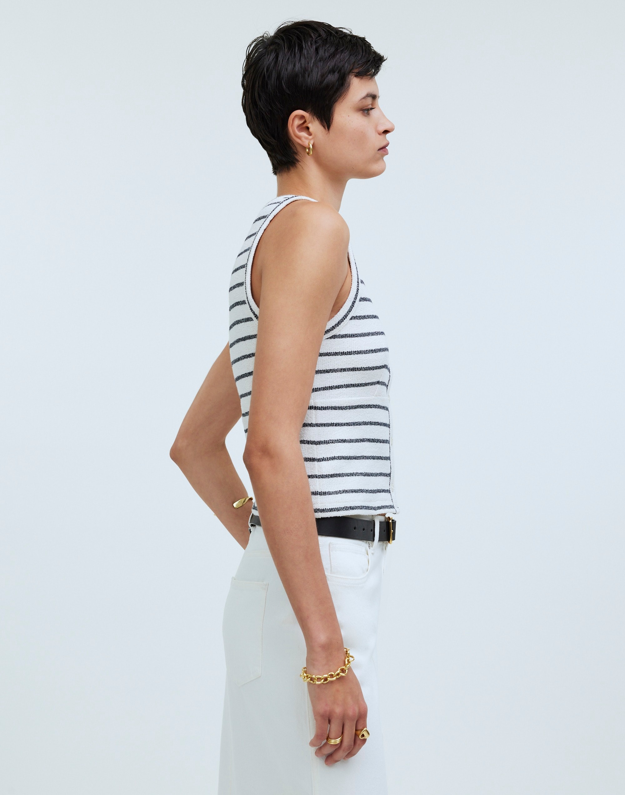 Split-Crewneck Cardigan Tank