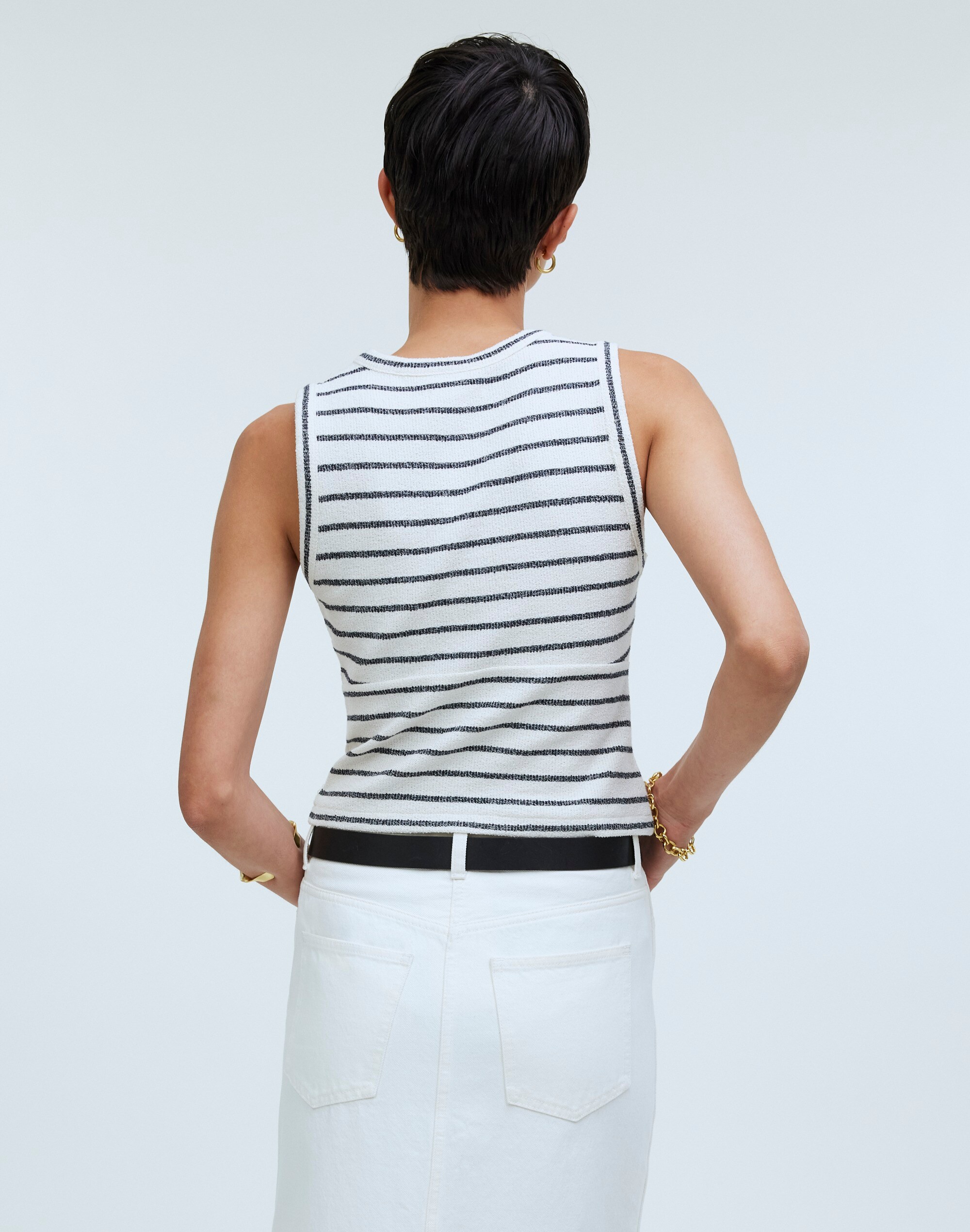 Split-Crewneck Cardigan Tank