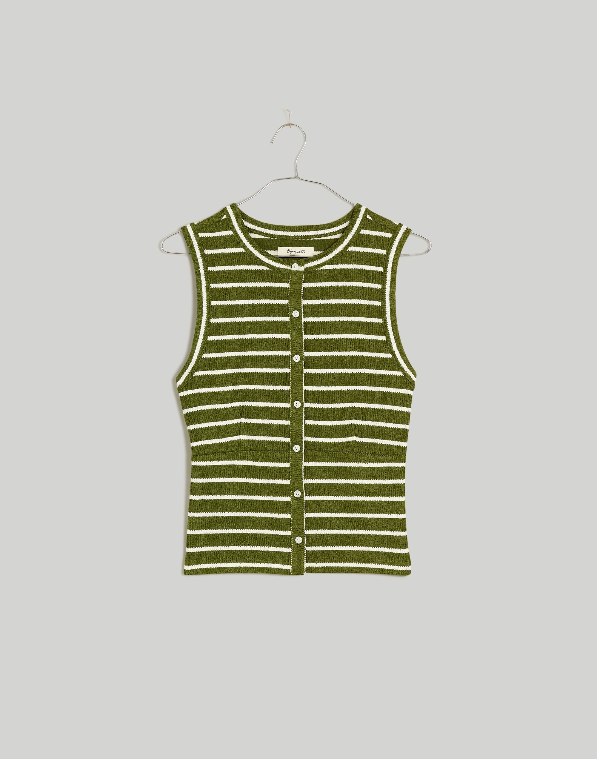 Split-Crewneck Cardigan Tank