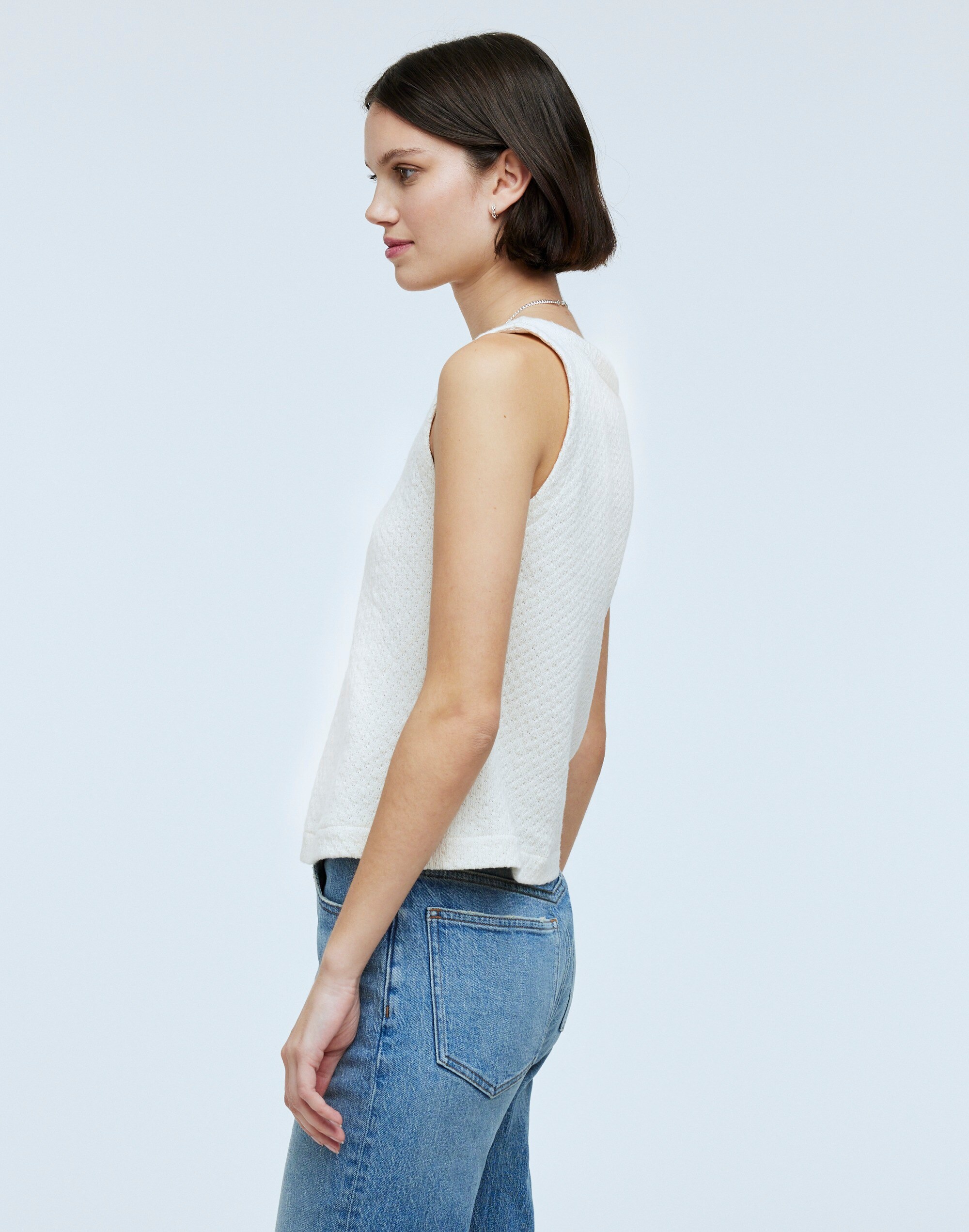Pointelle Single-Button Vest