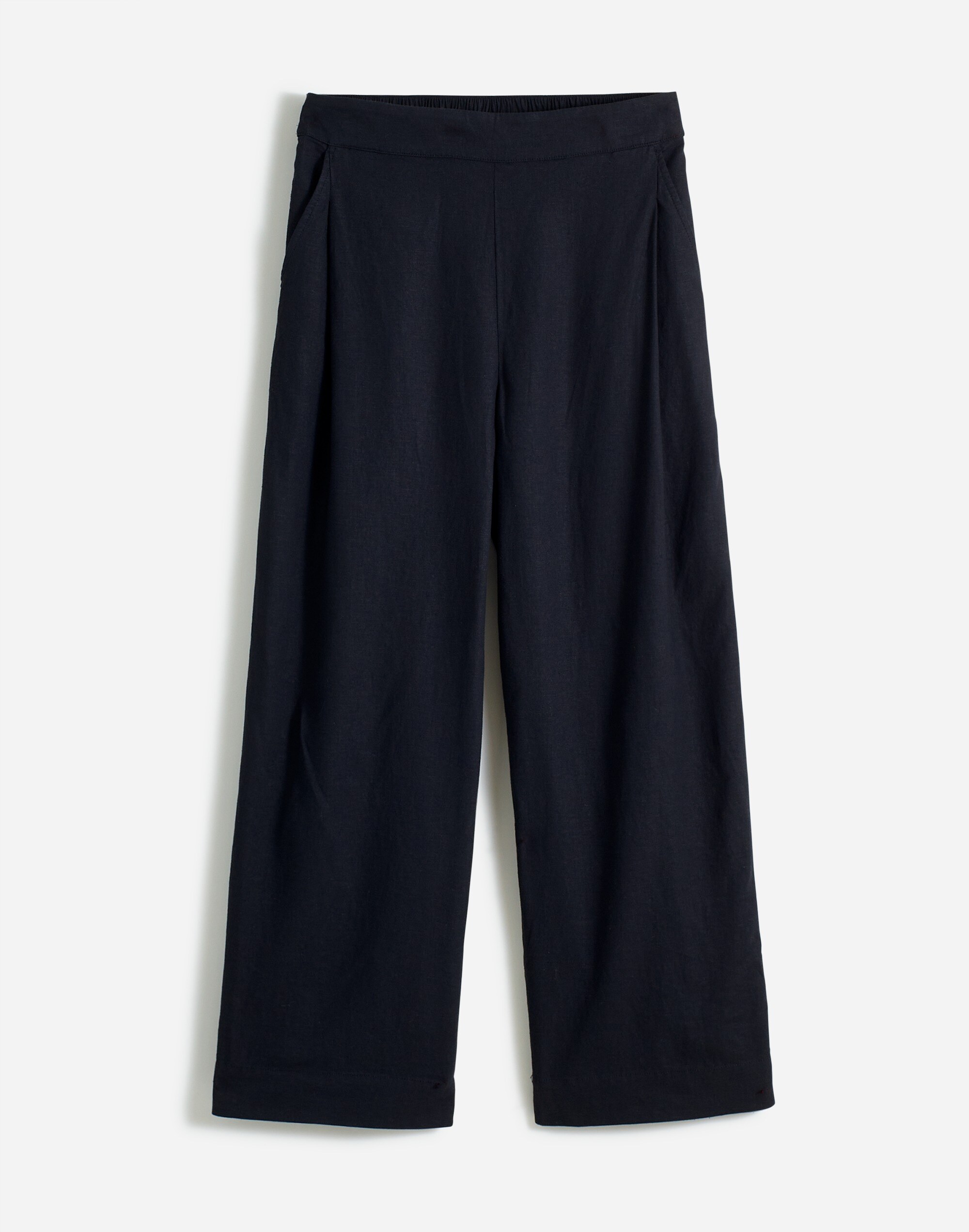 Plus Pull-On Straight Crop Pants in Linen Blend in true black image 5