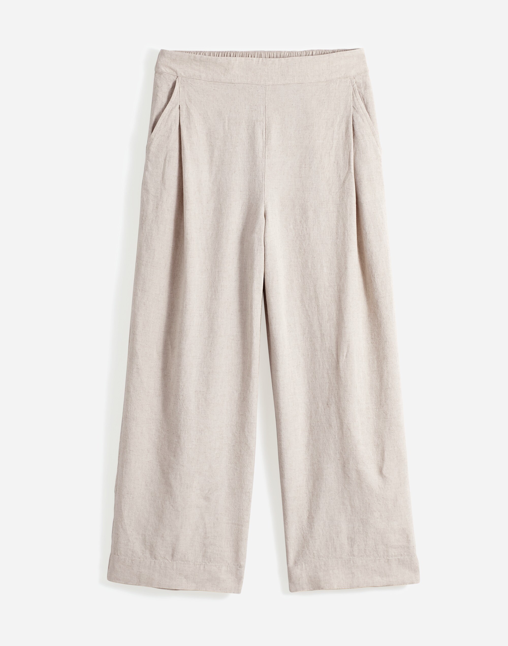 Plus Pull-On Straight Crop Pants in Linen Blend