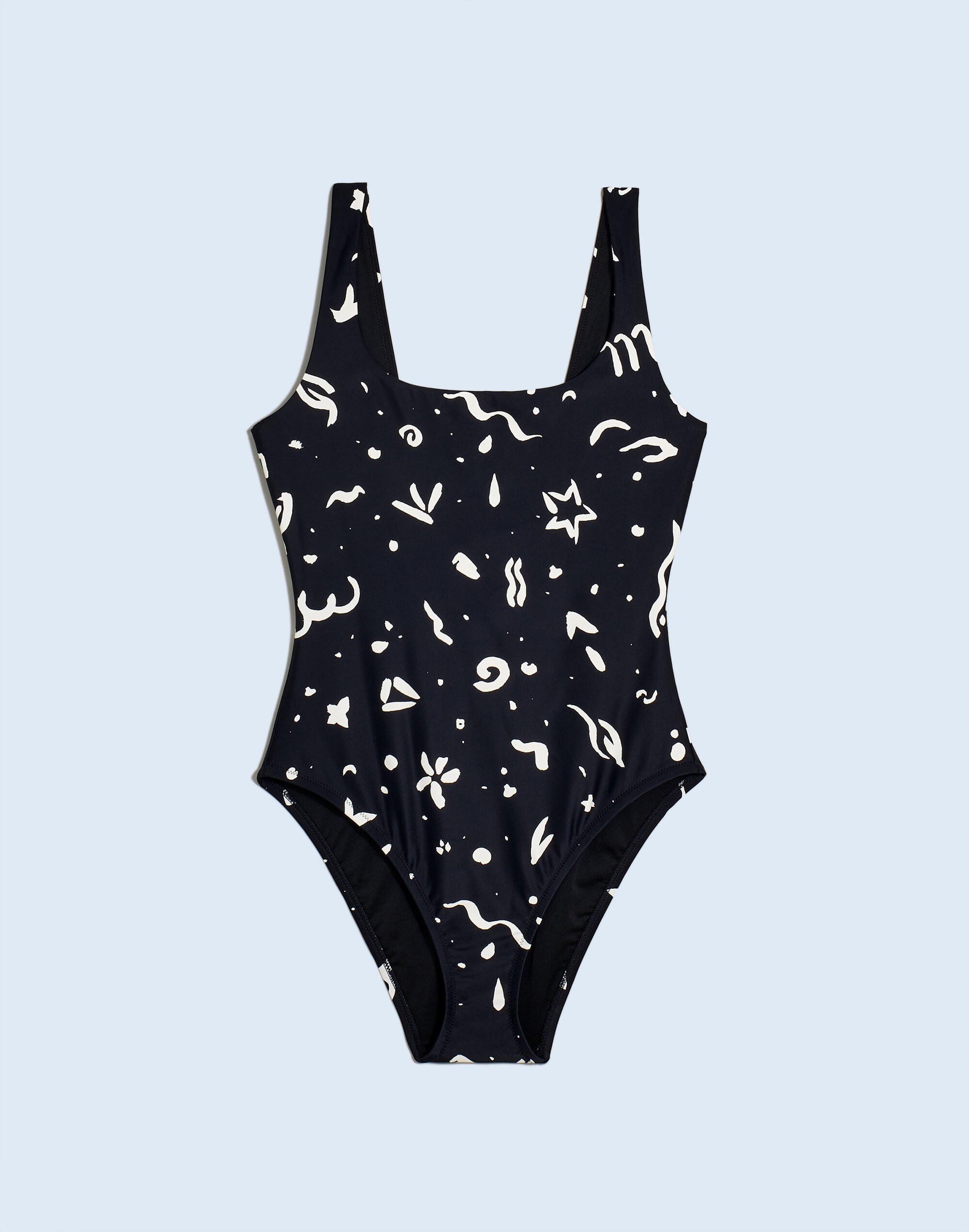 Plus One-Piece Swimsuit in Abstract Doodle