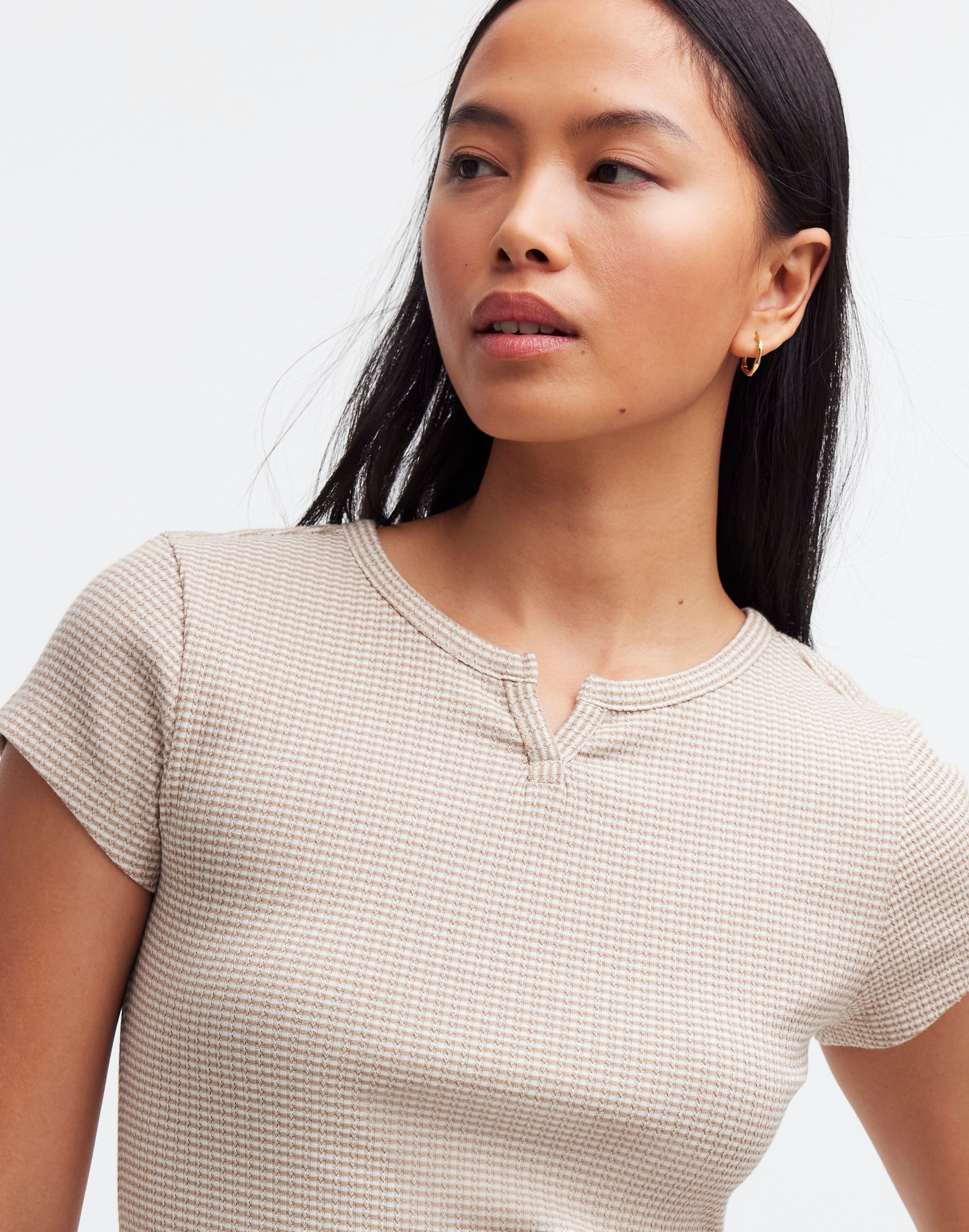 Ribbed Split-Neck Tee