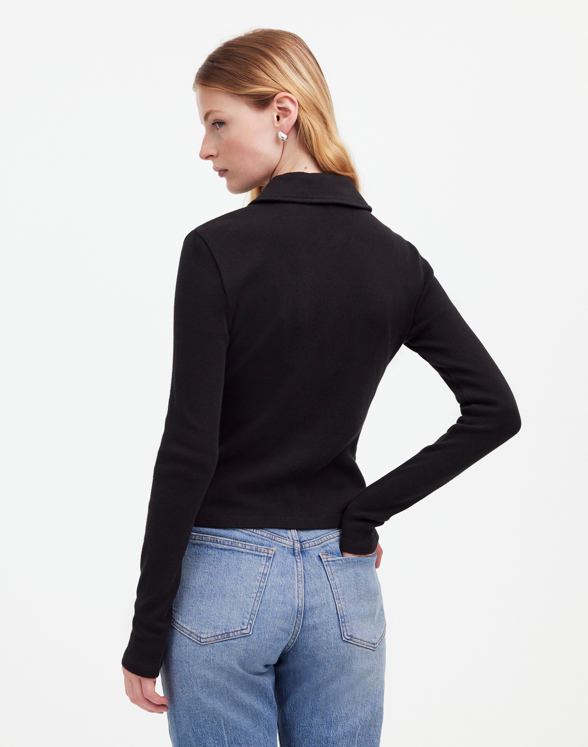 Ribbed Zip-Front Tee