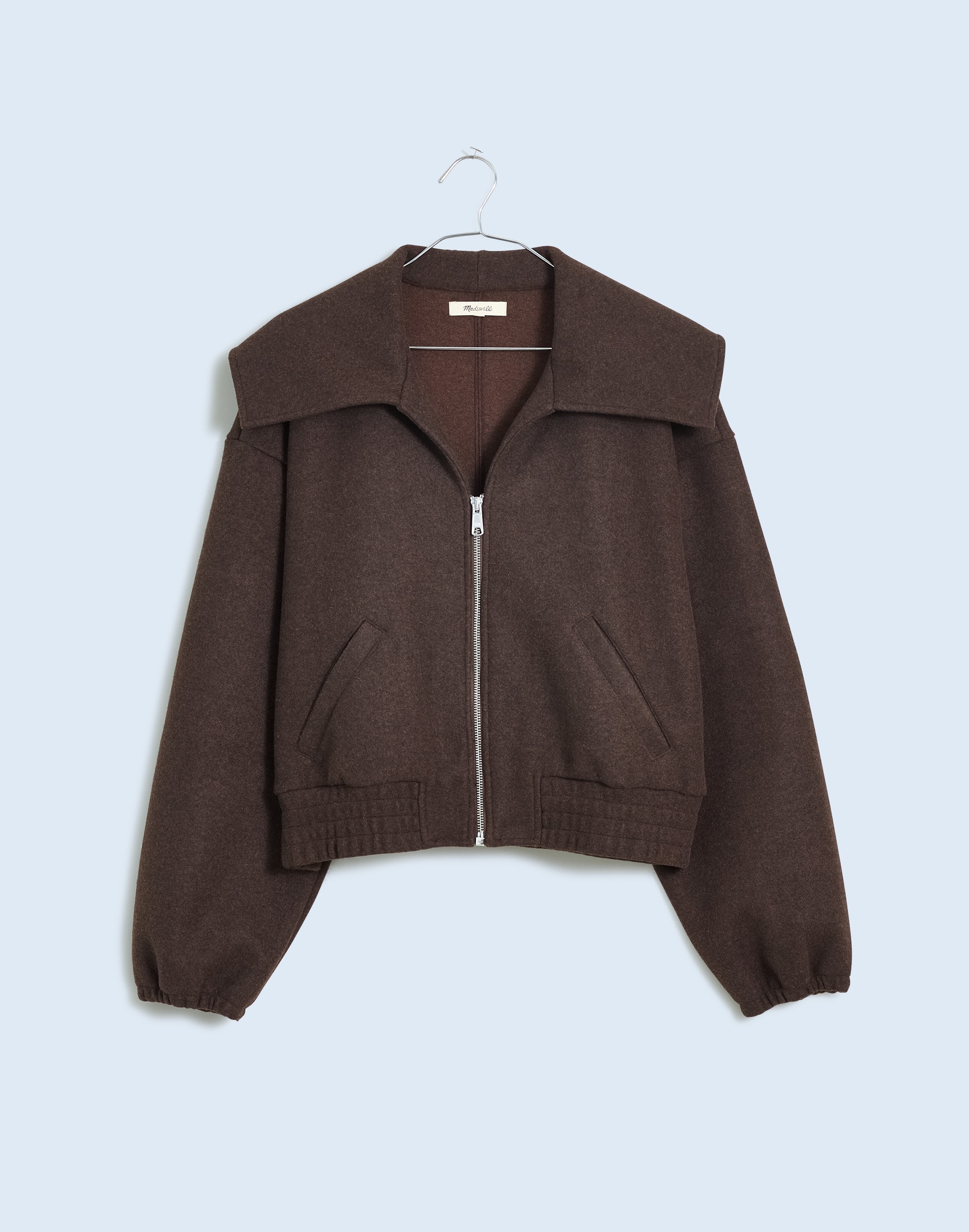 Zip-Front Shawl Bomber Jacket