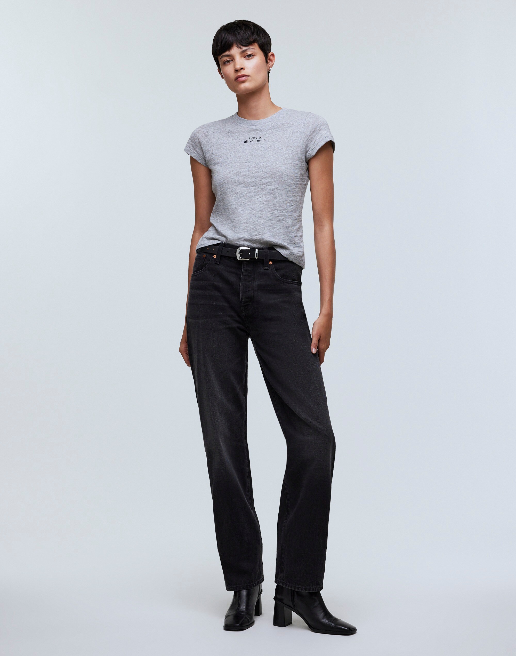 Heathered Graphic Shrunken Tee