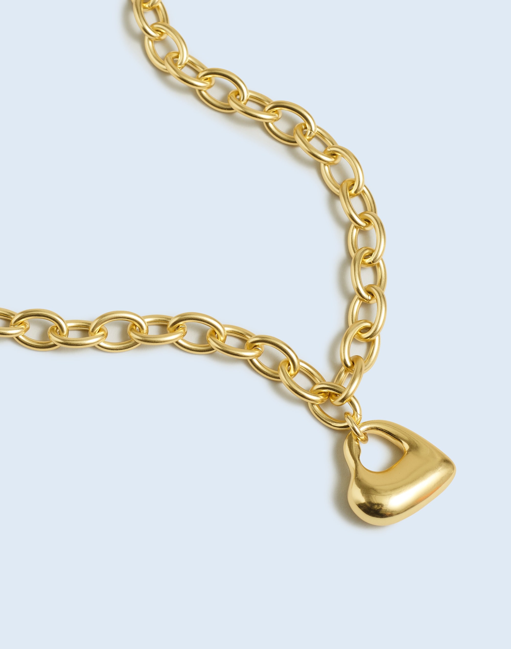Mw Cutout Puffy Heart Choker Chain Necklace In Vintage Gold