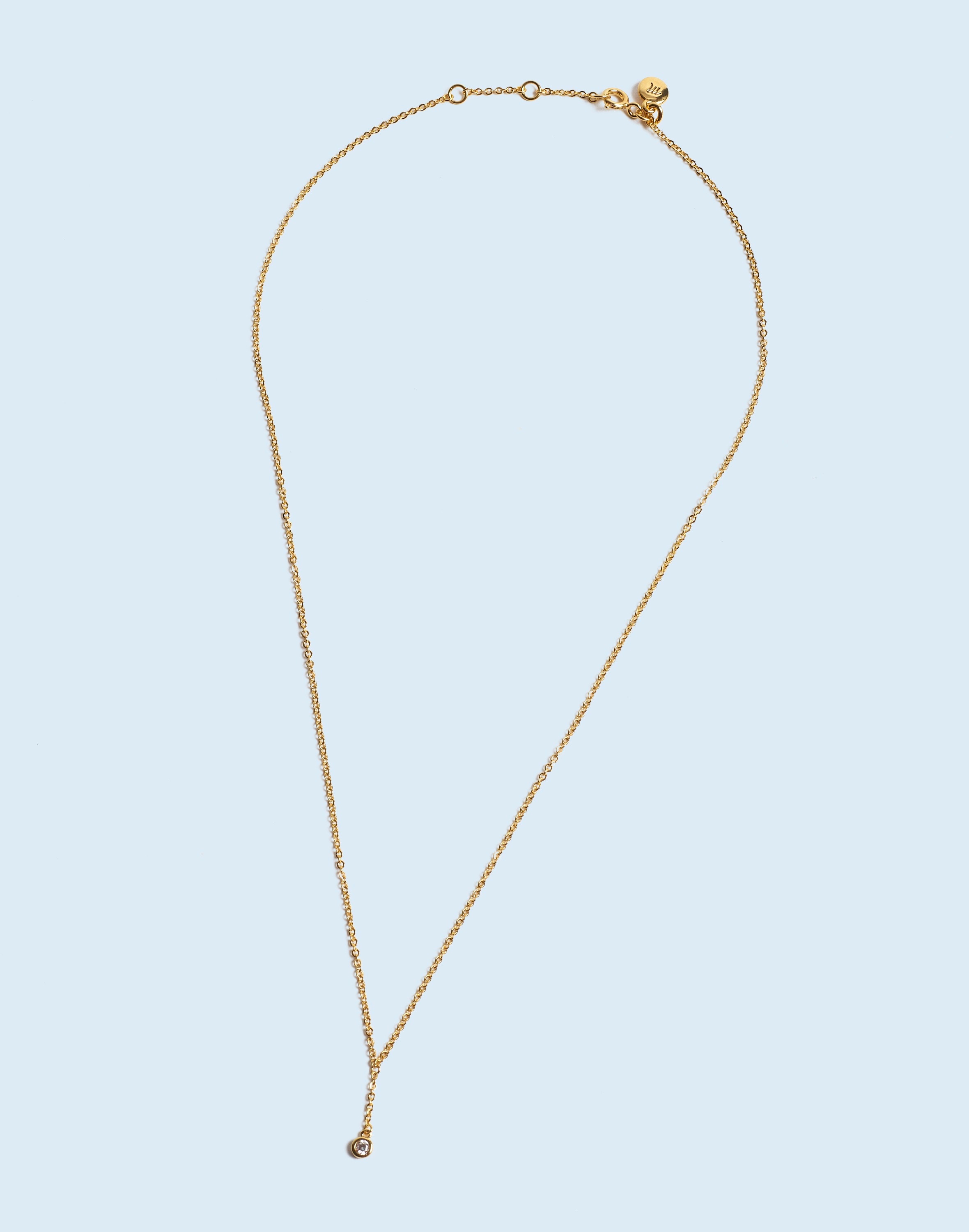 Demi-Fine Bezel Set Lariat Necklace