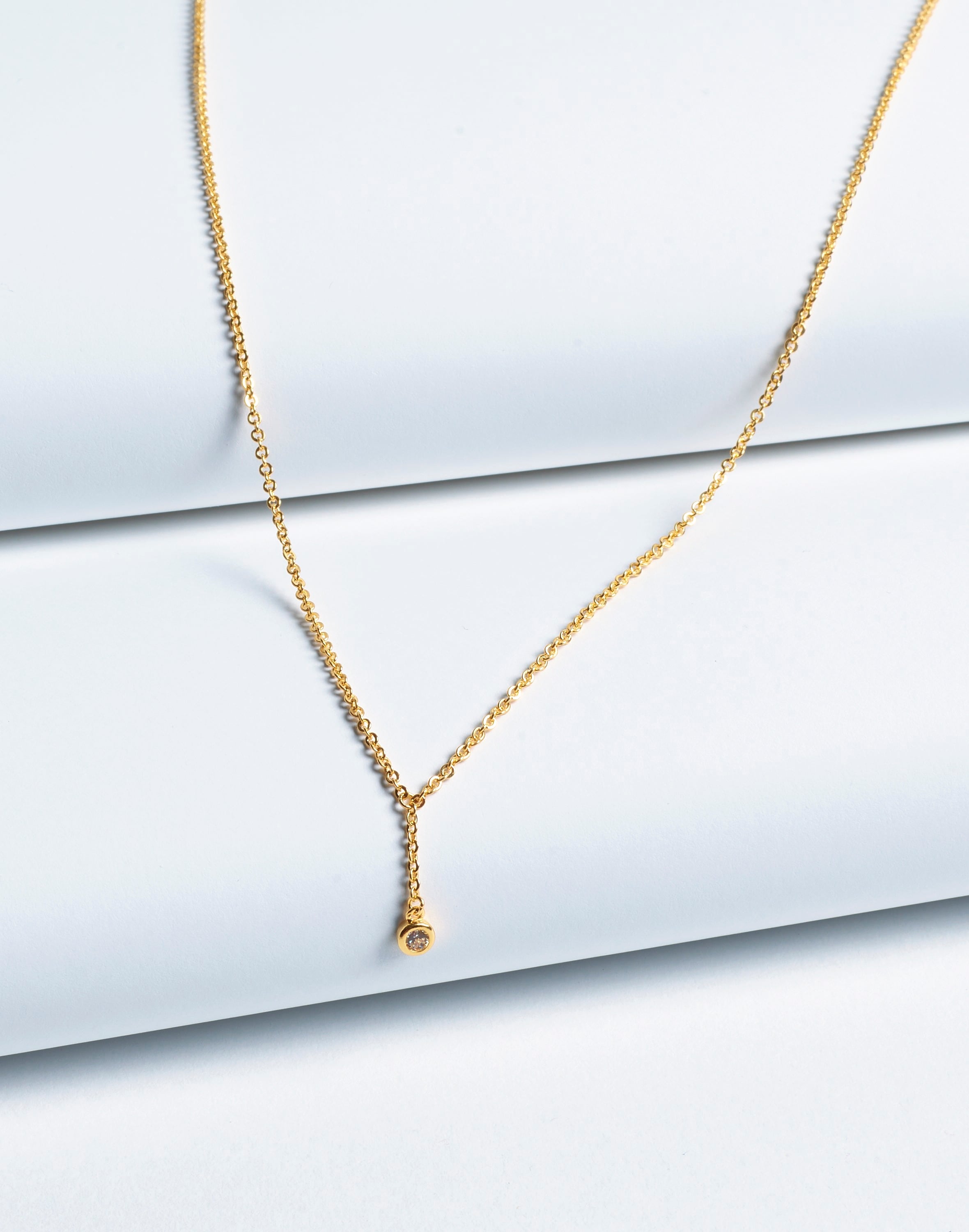 Mw Delicate Collection Demi-fine Bezel Set Lariat Necklace In Gold