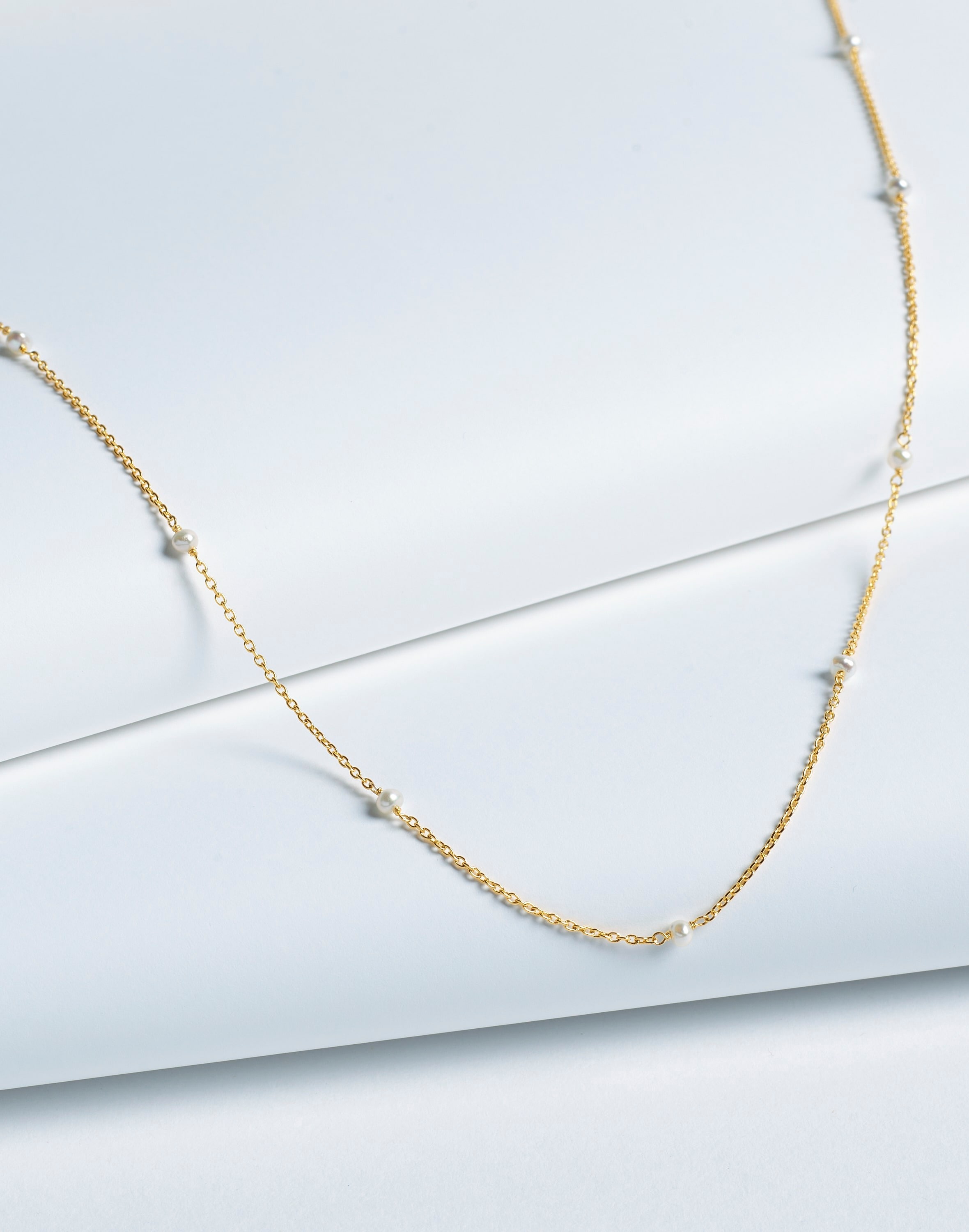 Mw Freshwater Pearl Station Necklace In Gold