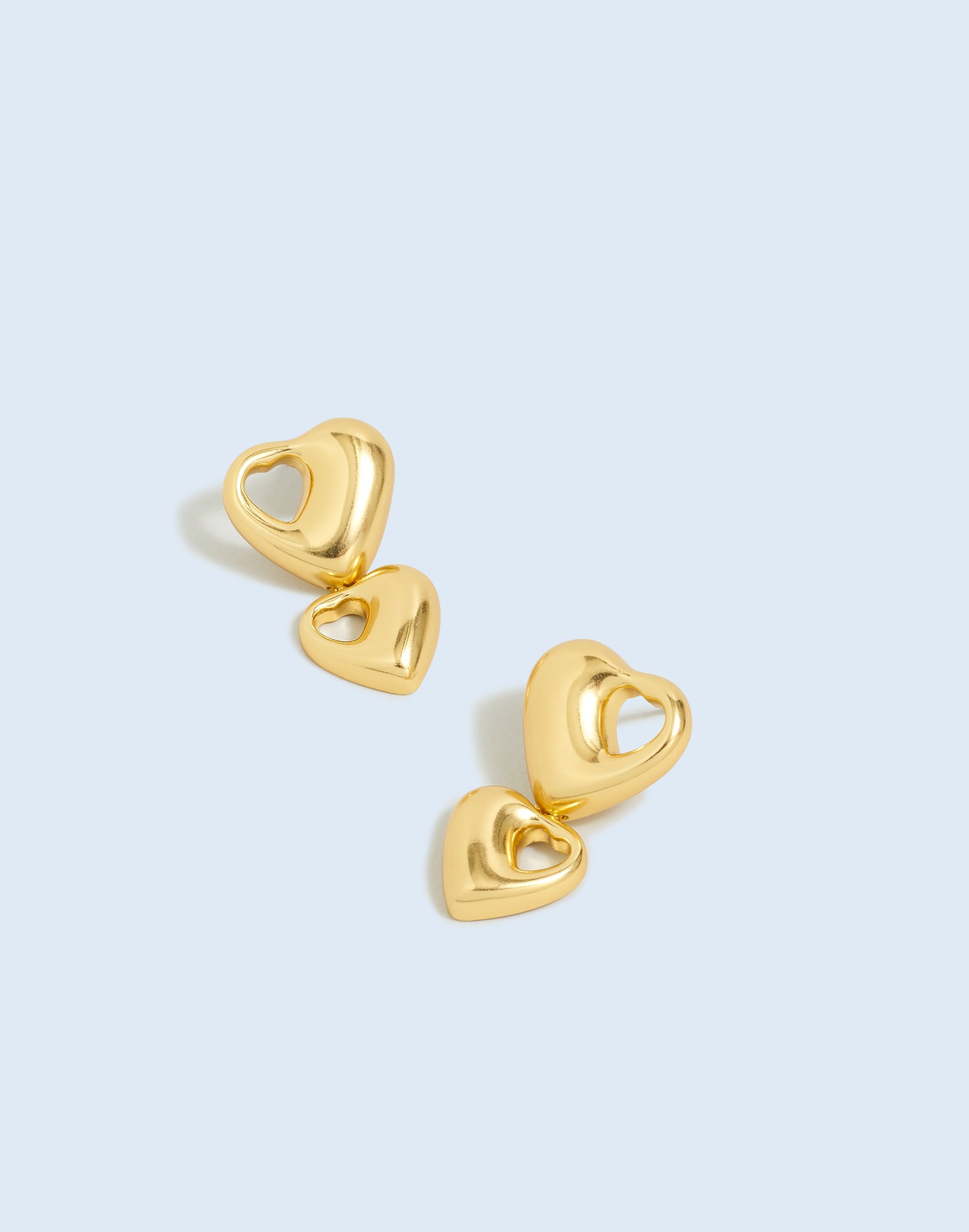 Mw Cutout Puffy Heart Drop Earrings In Gold