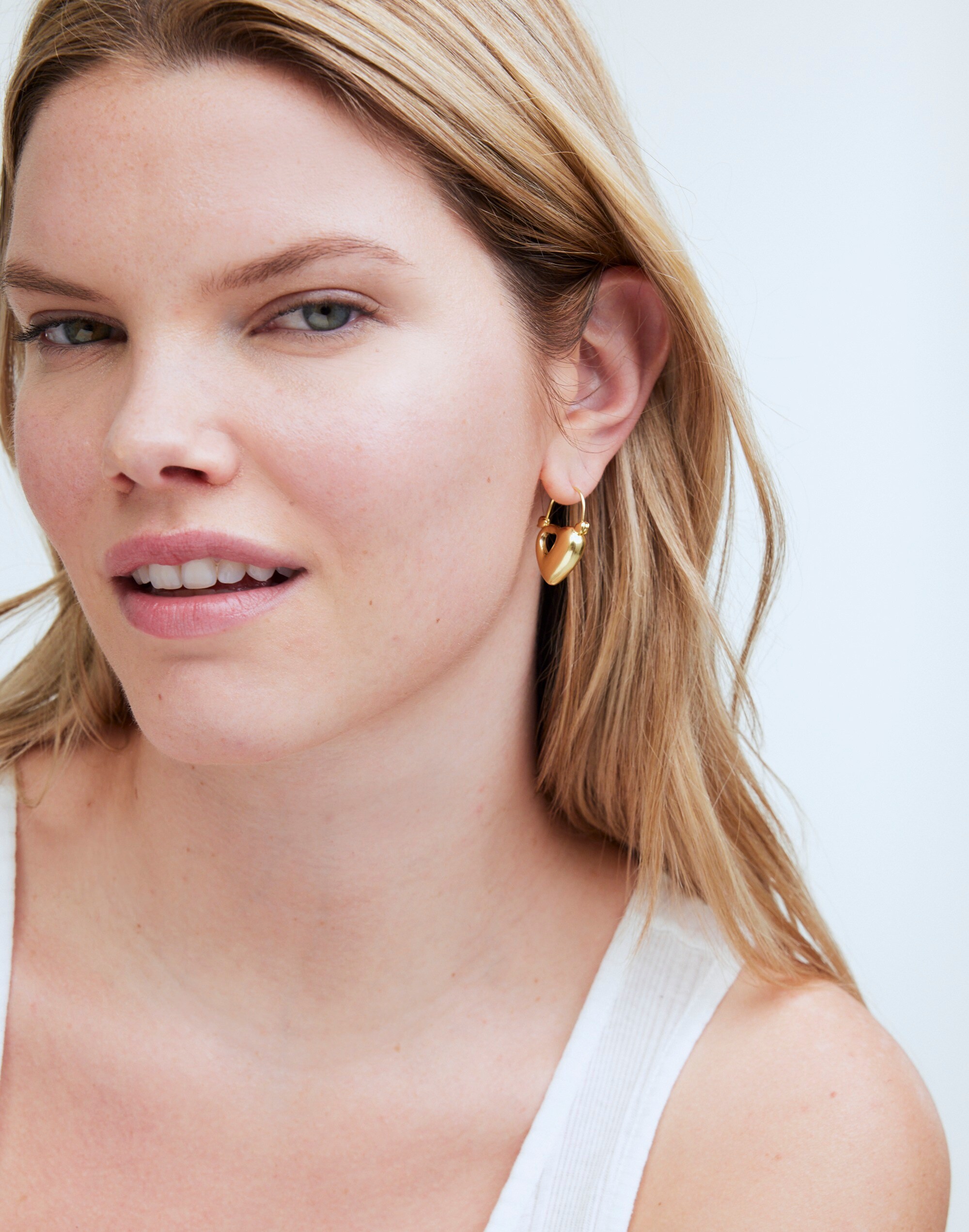 Cutout Puffy Heart Huggie Hoop Earrings