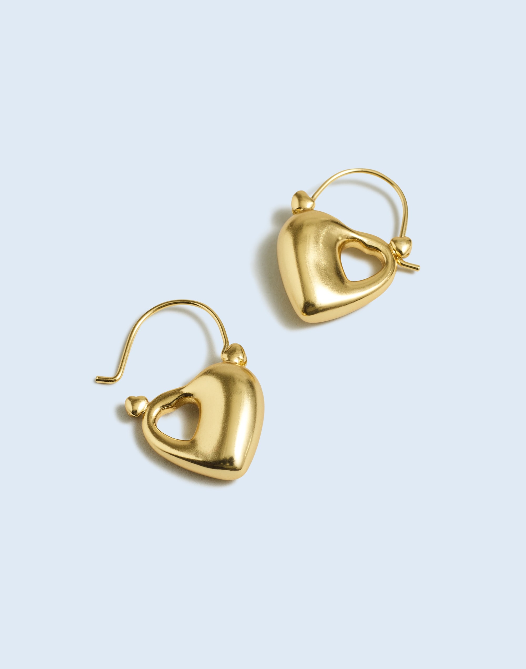 Mw Cutout Puffy Heart Huggie Hoop Earrings In Vintage Gold