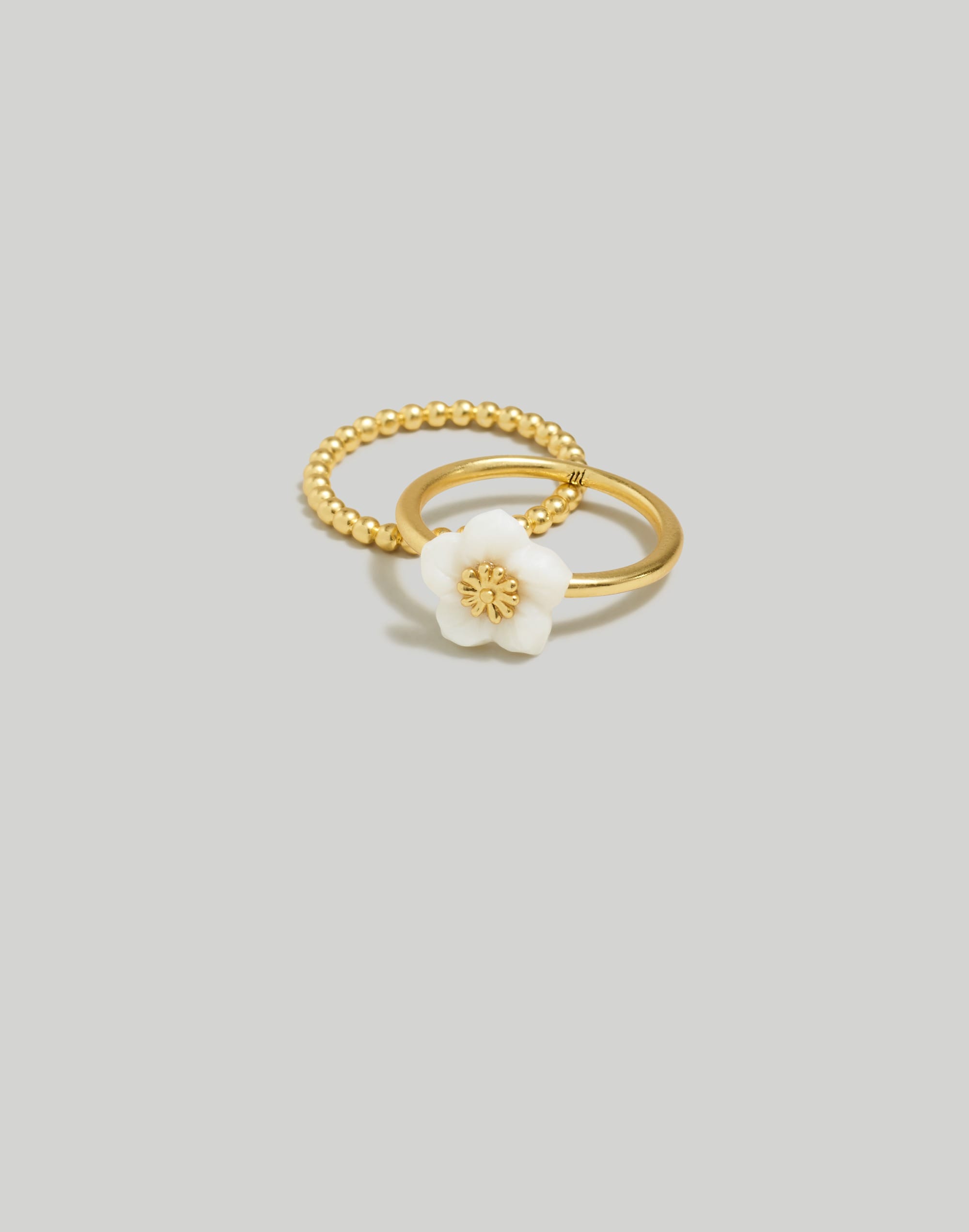 Mw Mother-of-pearl Flower Stacking Ring Set In Gold