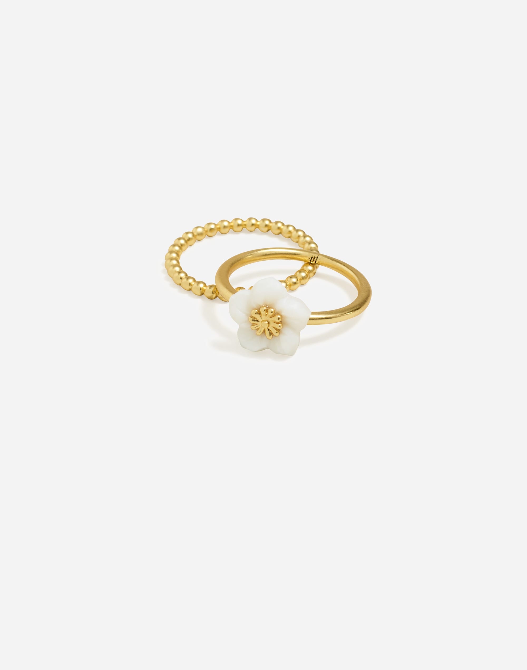 Mother-Of-Pearl Flower Stacking Ring Set
