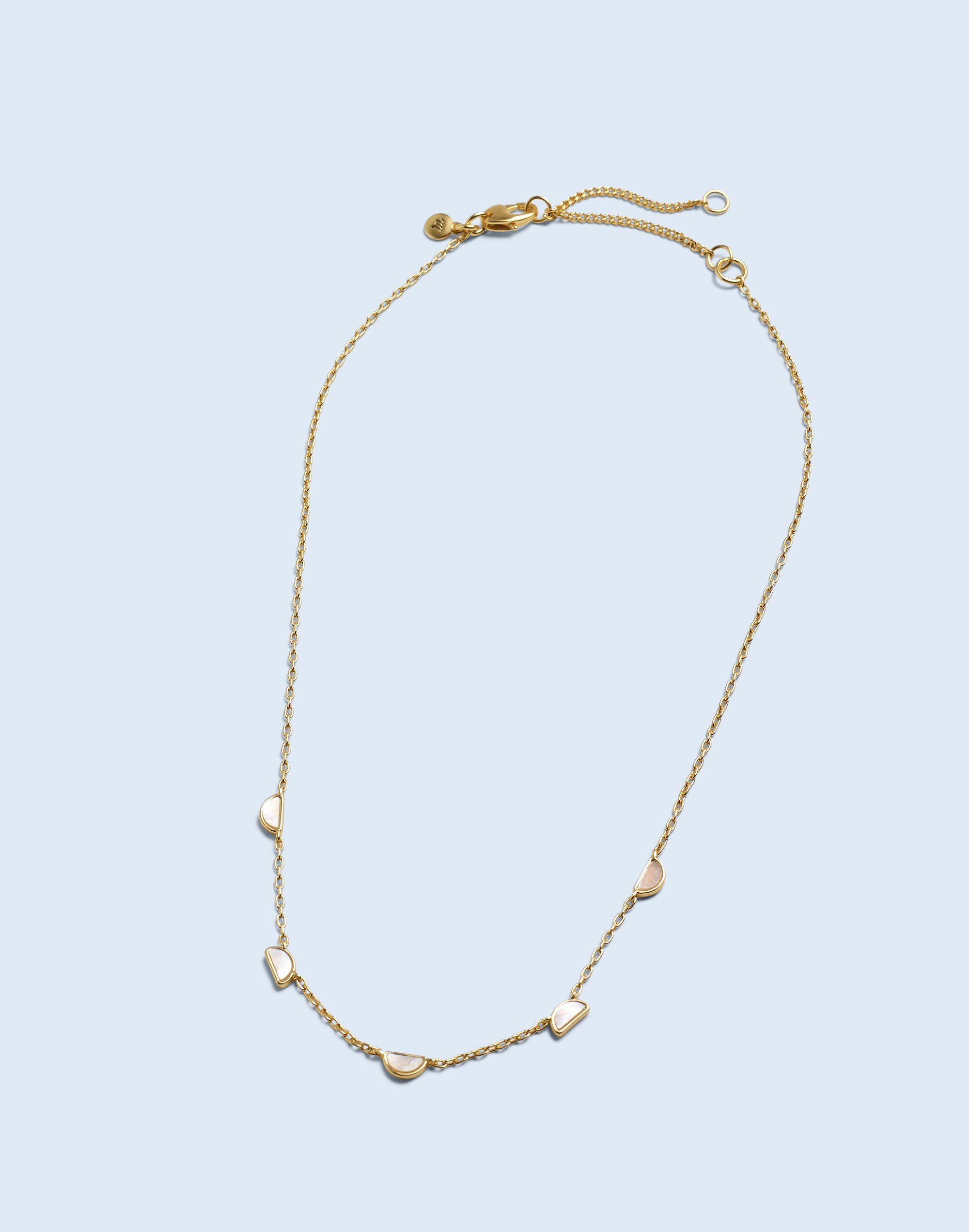 Mother-Of-Pearl Crescent Station Necklace