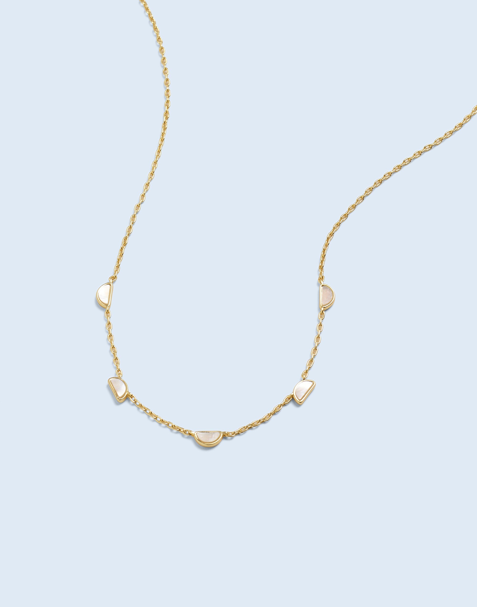 Mother-Of-Pearl Crescent Station Necklace