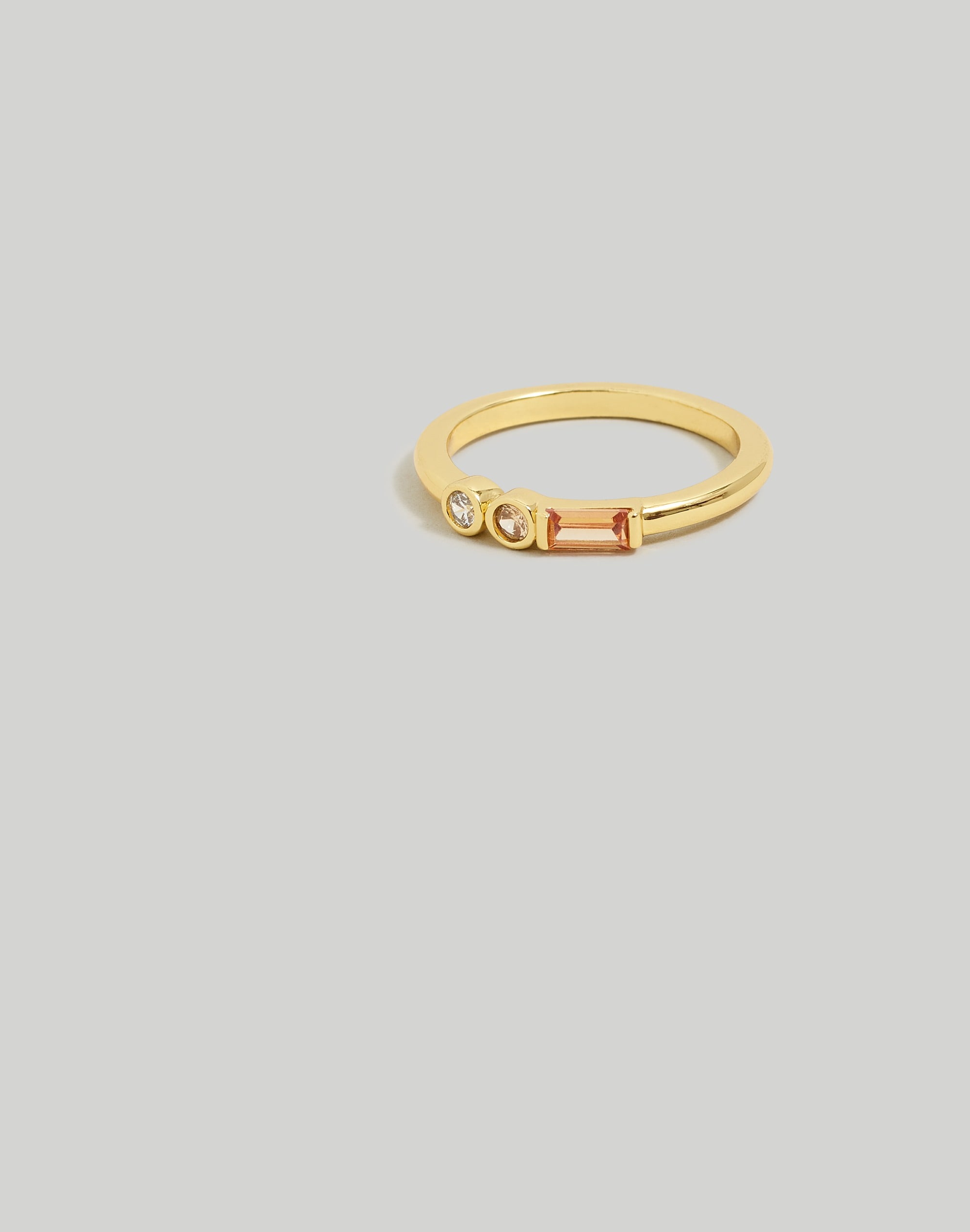 Mw The Tennis Collection Baguette Crystal Stacking Ring In Vintage Gold