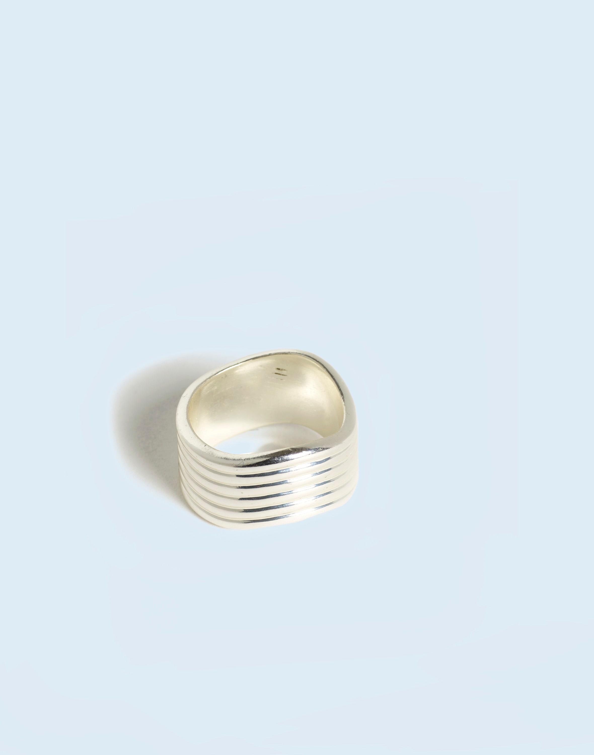 Mw Ribbed Wavy Ring In Polished Silver