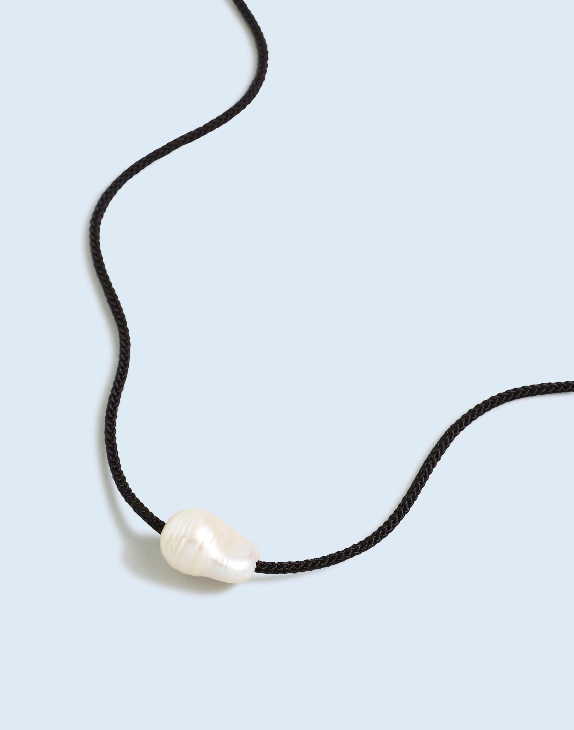 Mw Organic Freshwater Pearl Cord Necklace In Black