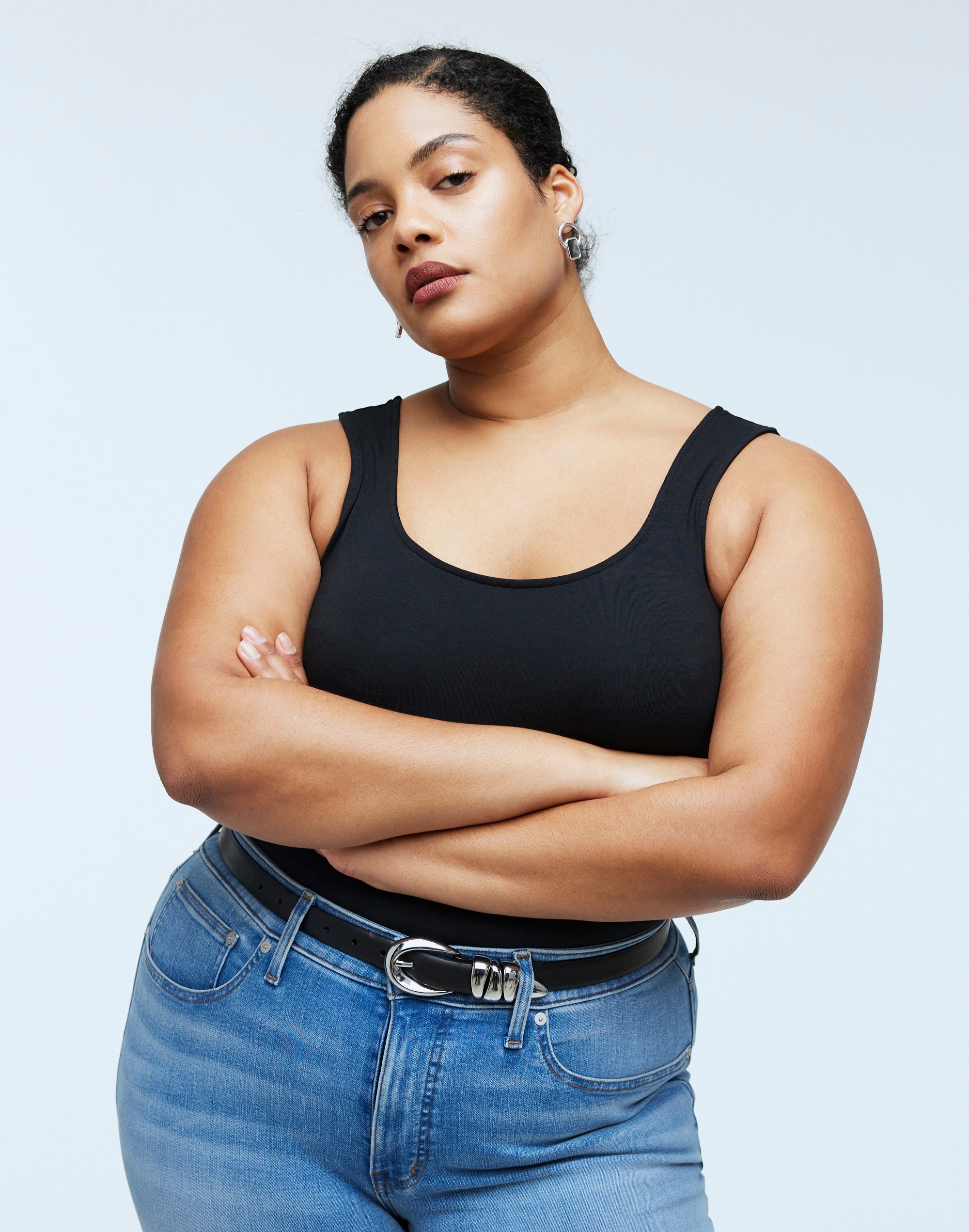 Plus Wide-Strap Tank Thong Bodysuit