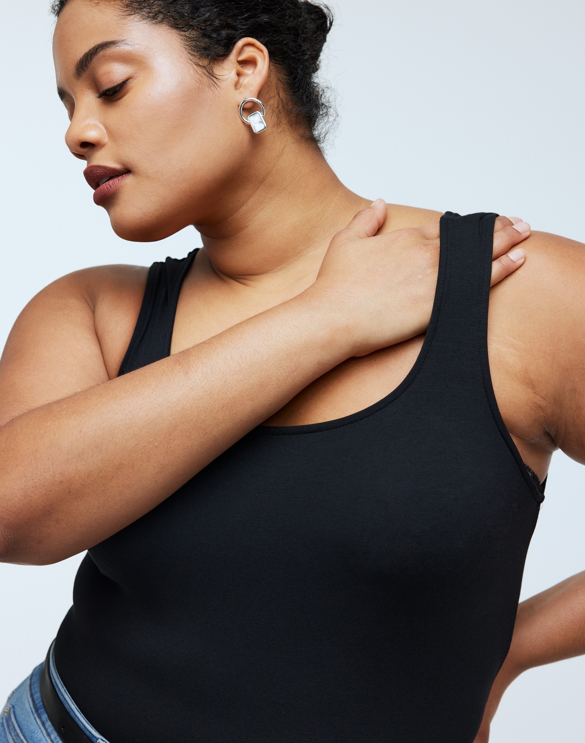 Plus Wide-Strap Tank Thong Bodysuit