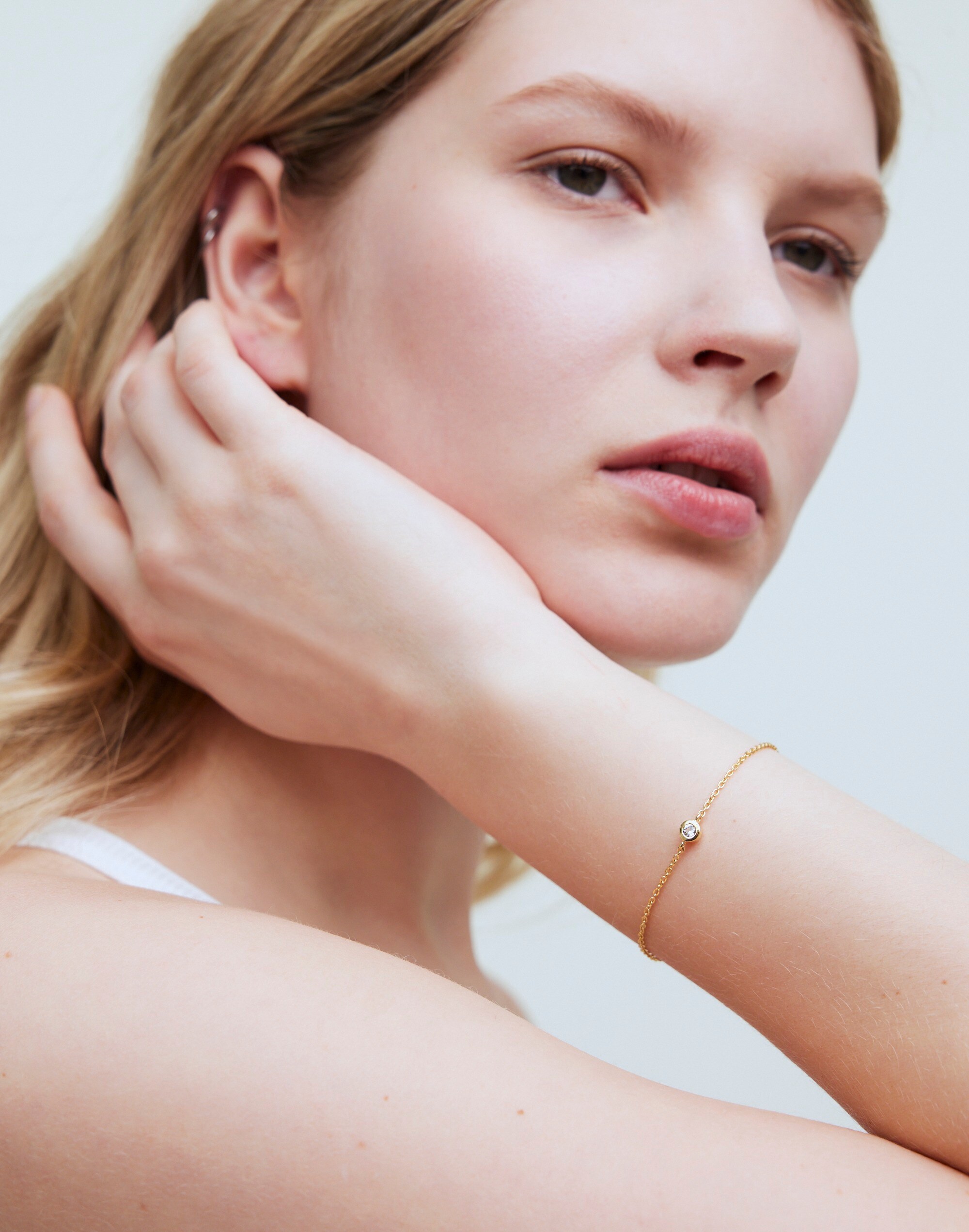 Demi-Fine Bezel Set Station Bracelet