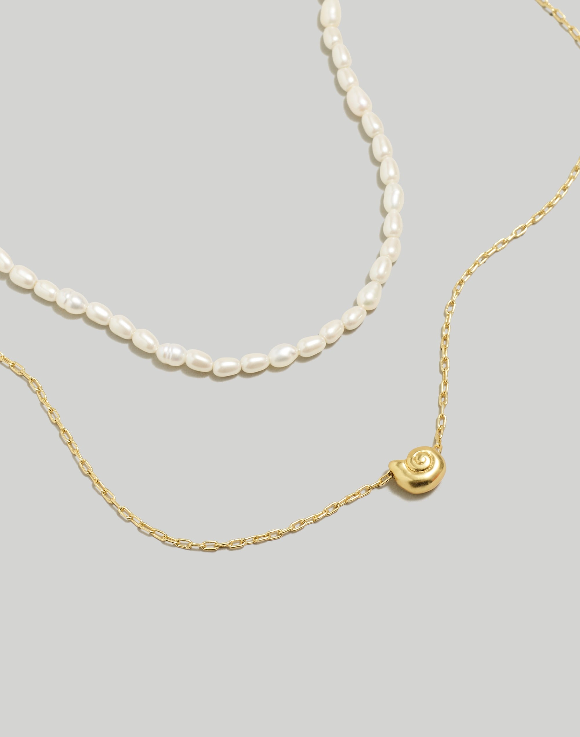 Mw Two-pack Pearl Shell Necklace Set In Gold
