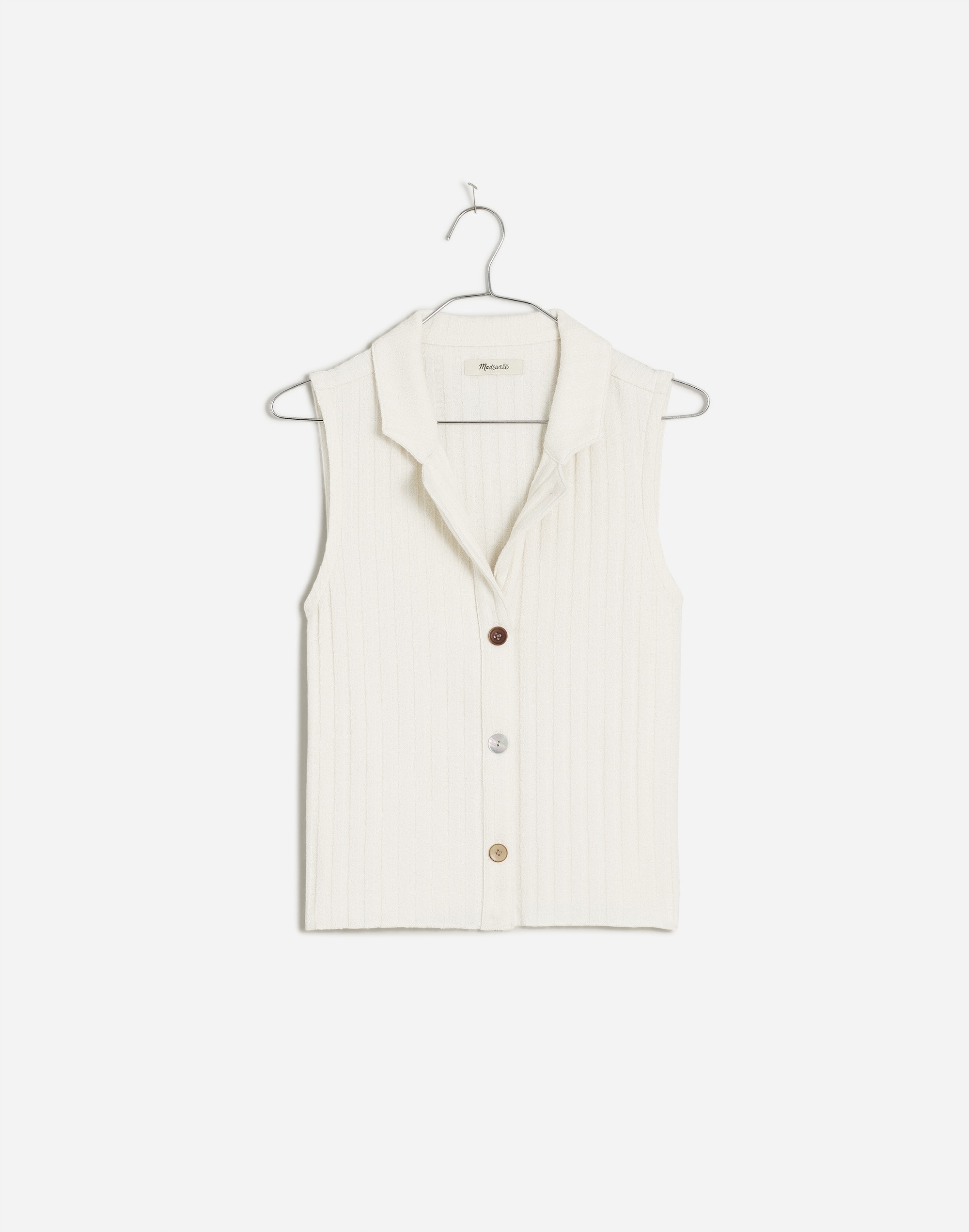 Plus Mixed-Button Ribbed Polo Tank
