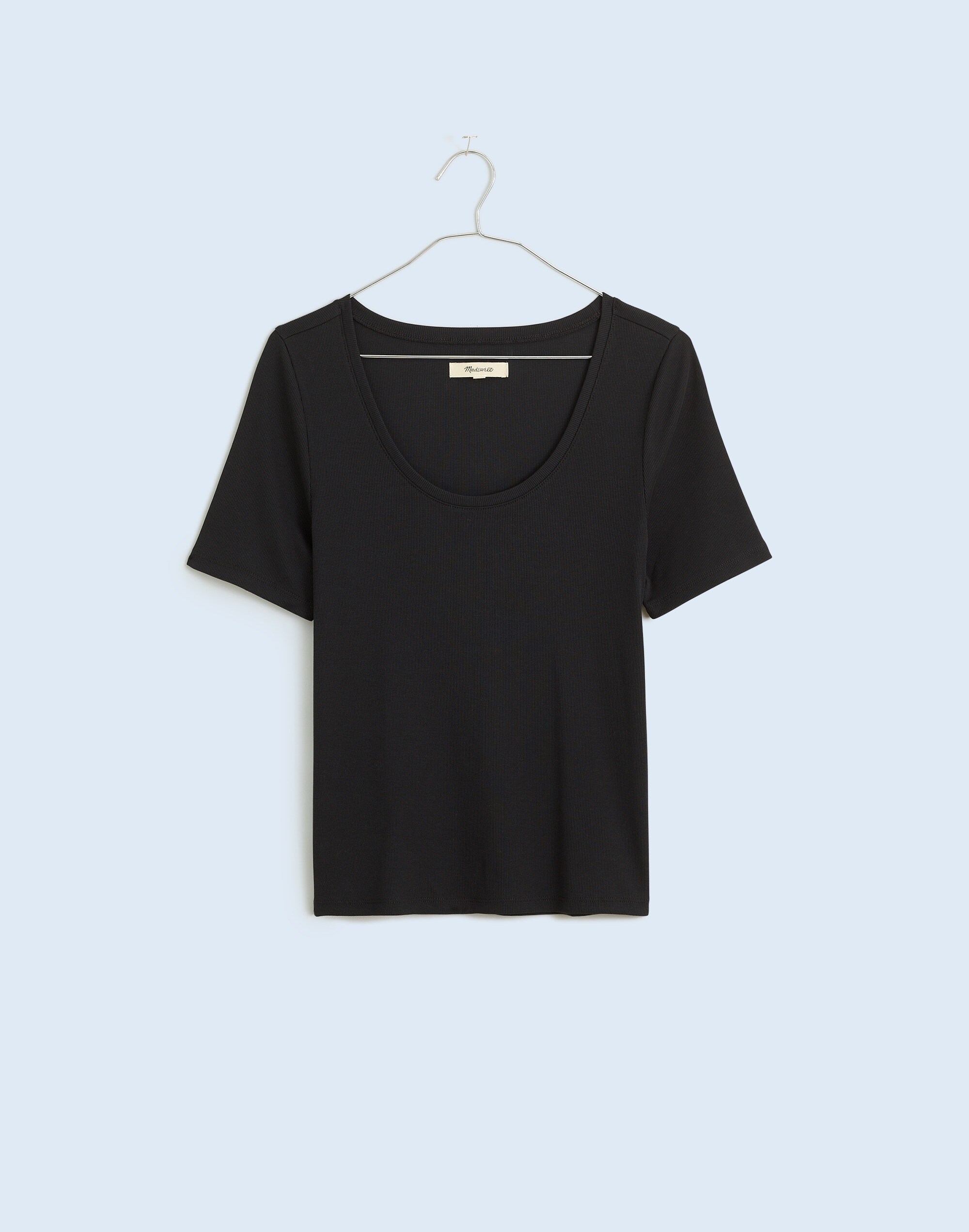Supima&reg; Rib Scoopneck Tee in true black image 1
